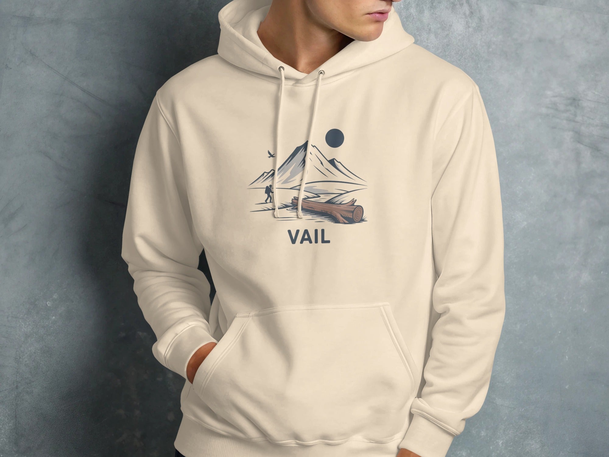 Vail Scenic Mountain Print Beige Hoodie product