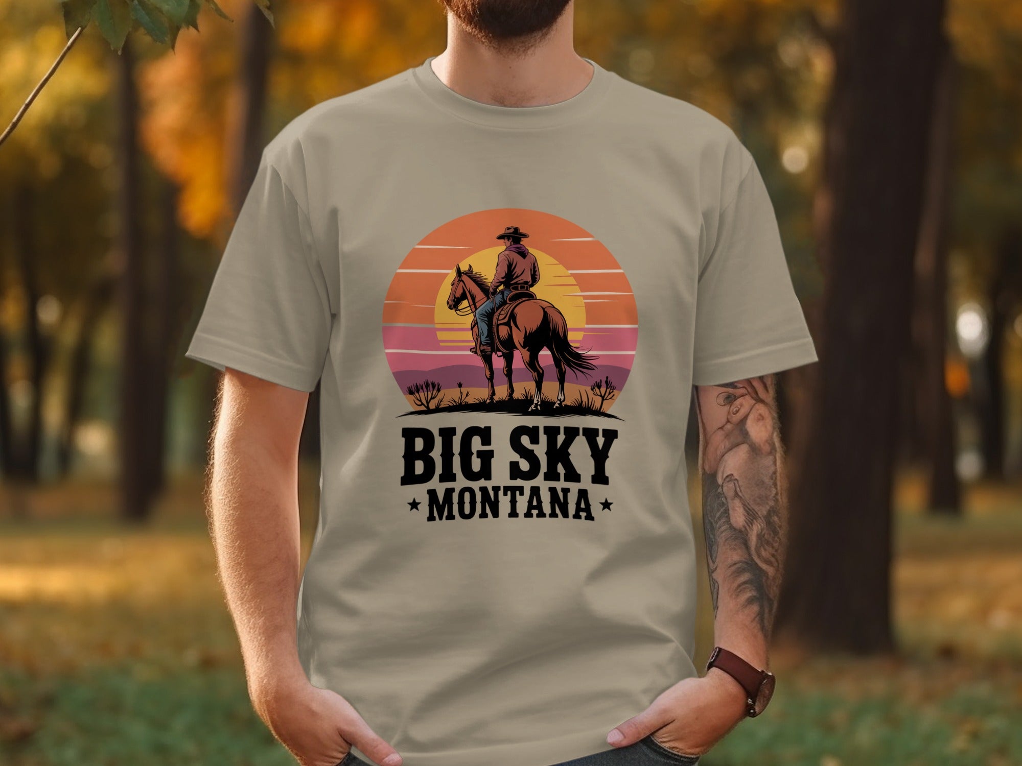 Big Sky Montana Cowboy Artwork T-Shirt Product