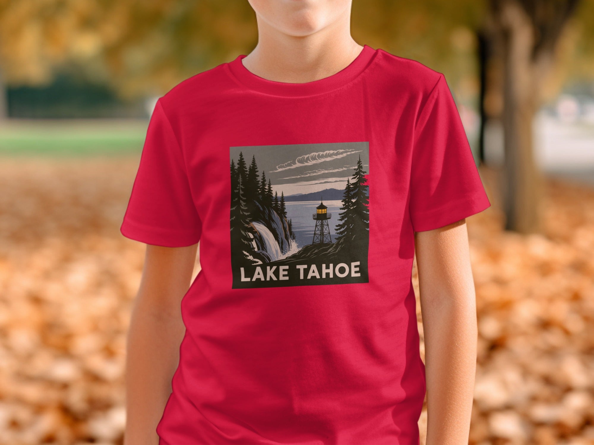 Lake Tahoe Waterfall Fall Season Graphic Shirt