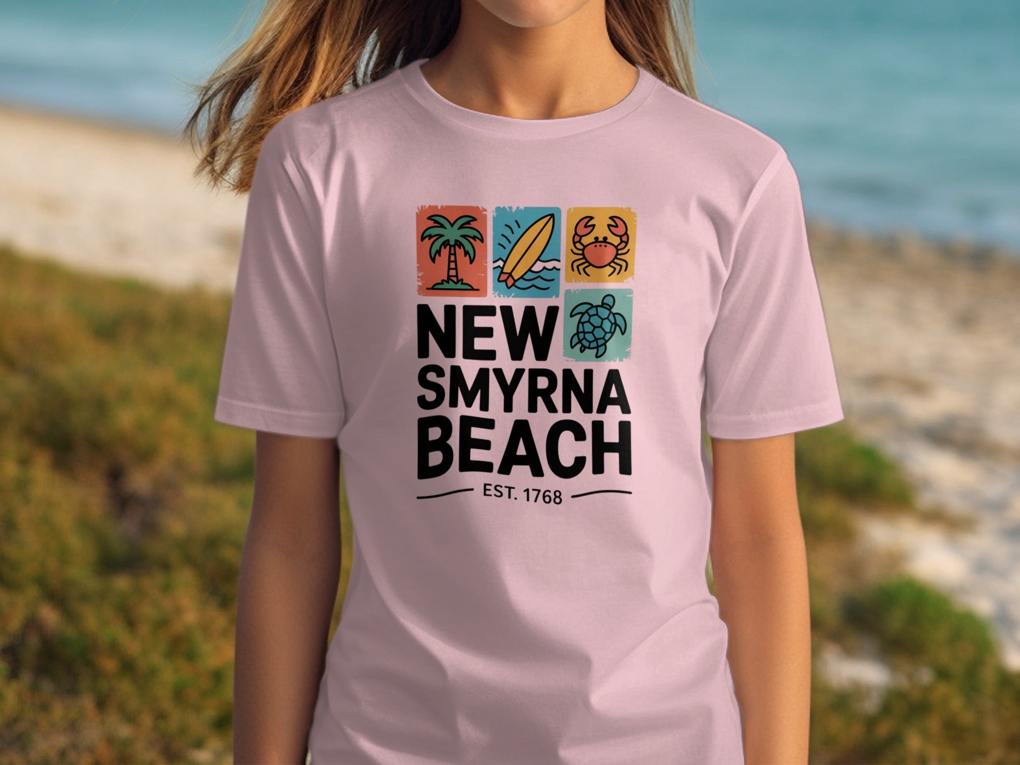 New Smyrna Beach Graphic Tee with Coastal Icons product