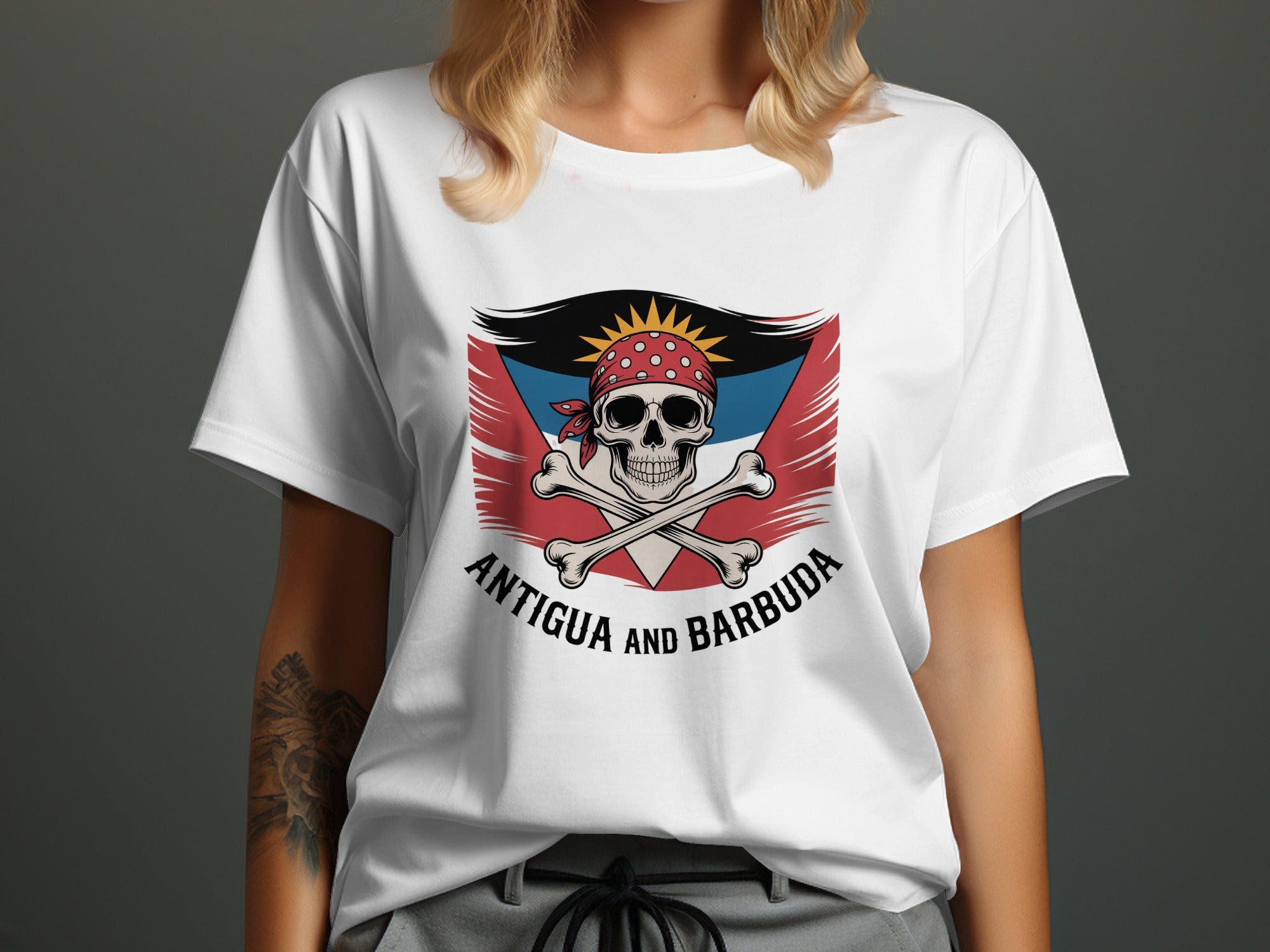 Antigua and Barbuda Skull and Crossbones T-Shirt Product