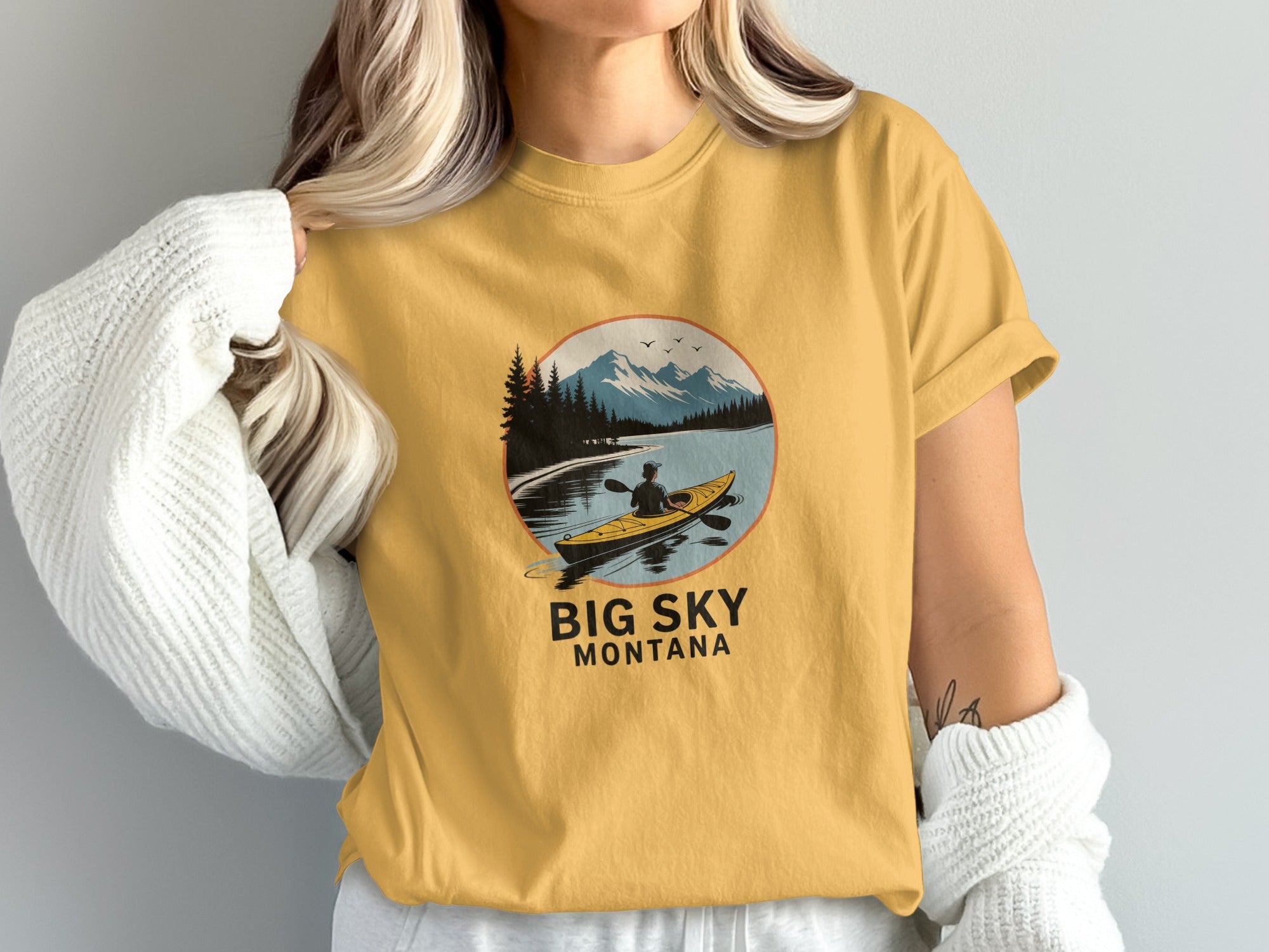 Big Sky Montana Scenic Canoe Landscape T-shirt product
