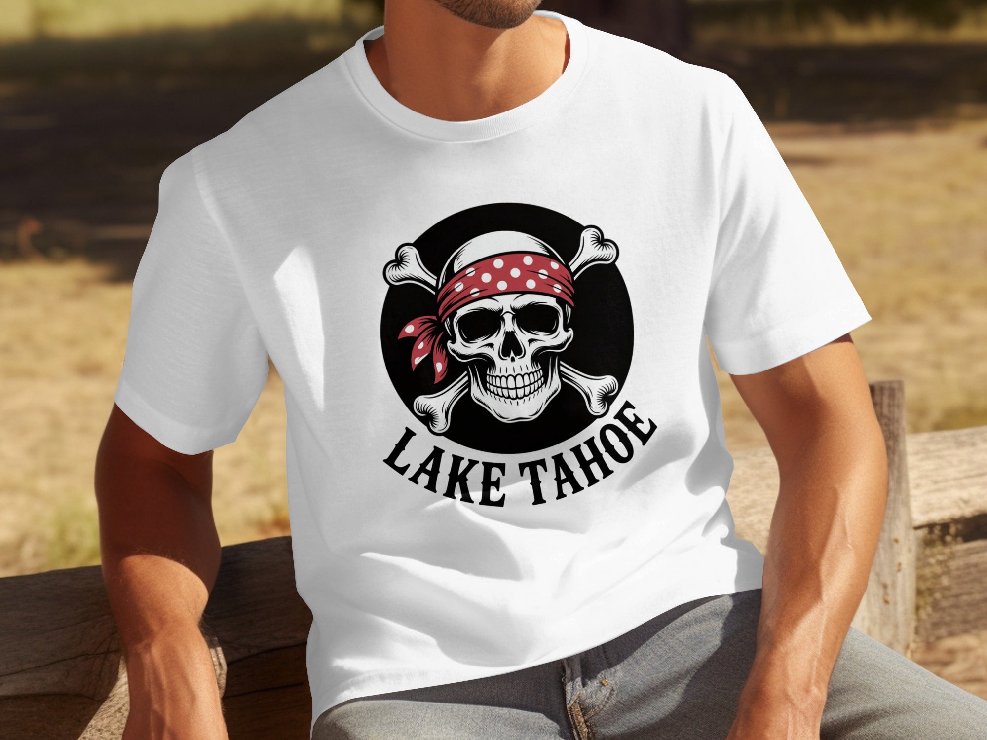 Lake Tahoe Skull with Bandana Graphic T-shirt product type