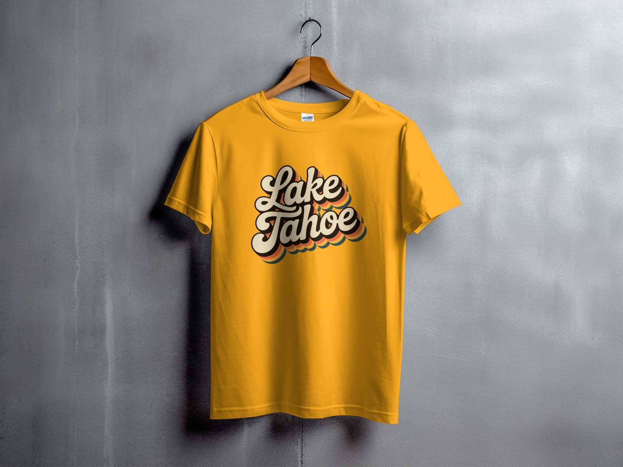 Stylish Yellow 'Lake Tahoe' Graphic Tee shirt