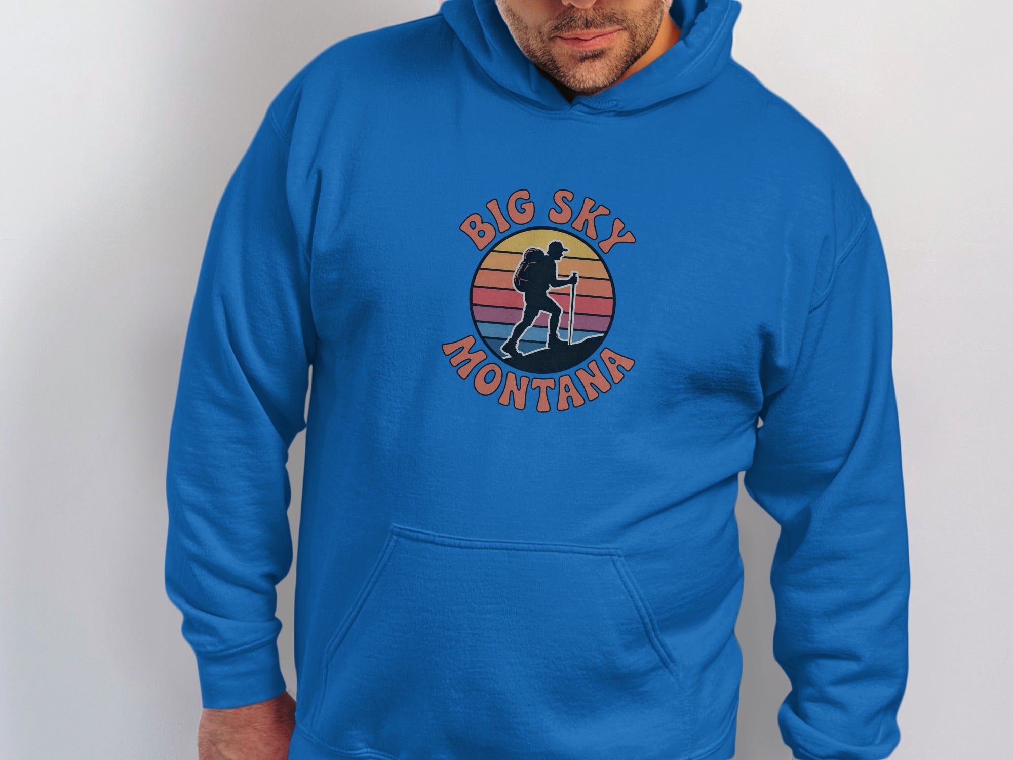 Big Sky Montana Hoodie with Retro Hiker Design