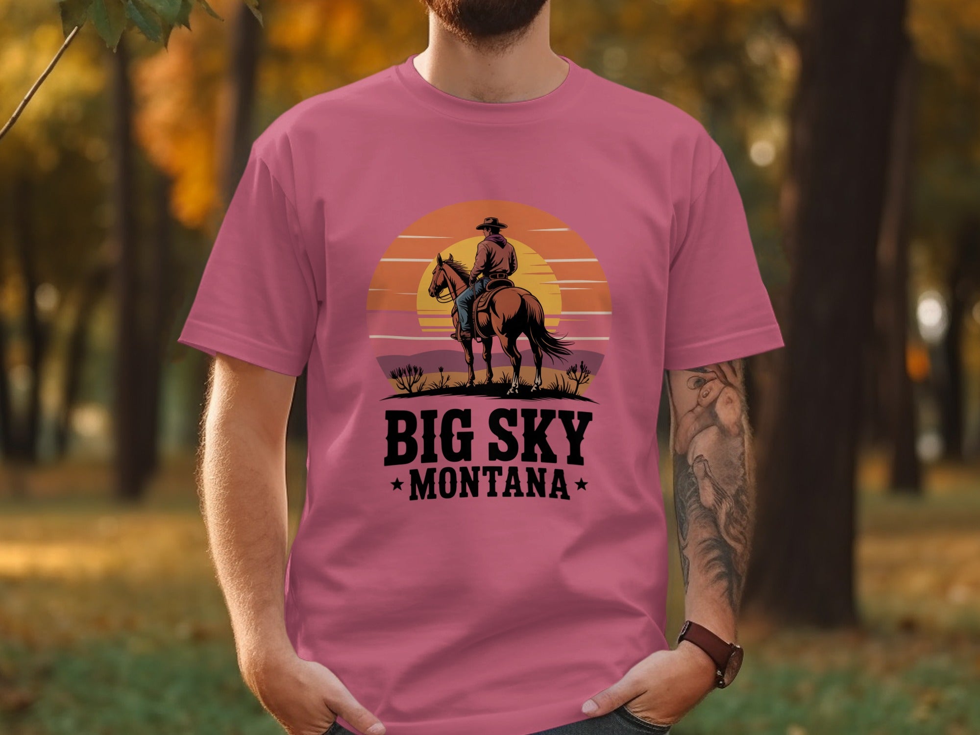 Big Sky Montana Cowboy Sunset Design Shirt product type