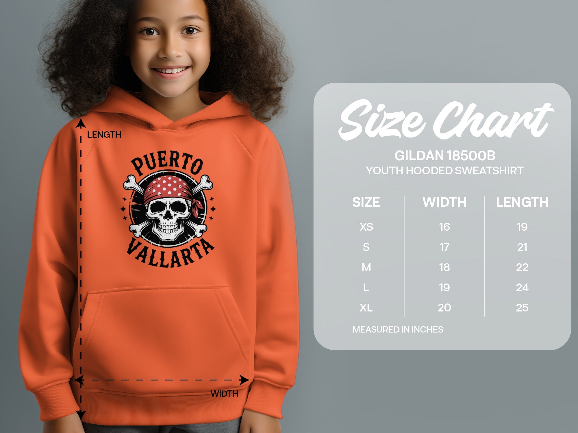 Puerto Vallarta Skull Youth Hooded Sweatshirt product type