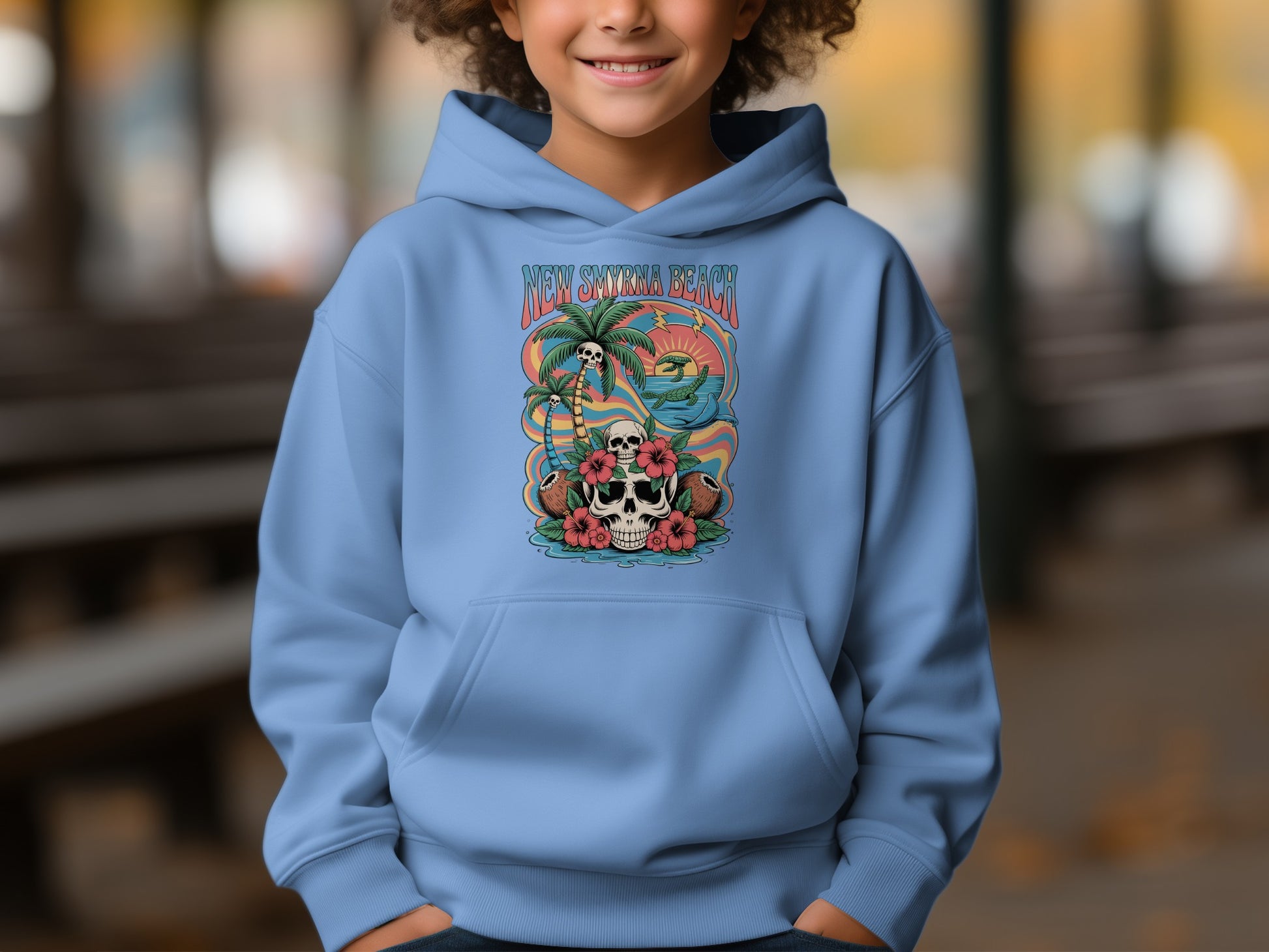 New Smyrna Beach Skull Palm Tree Hoodie product