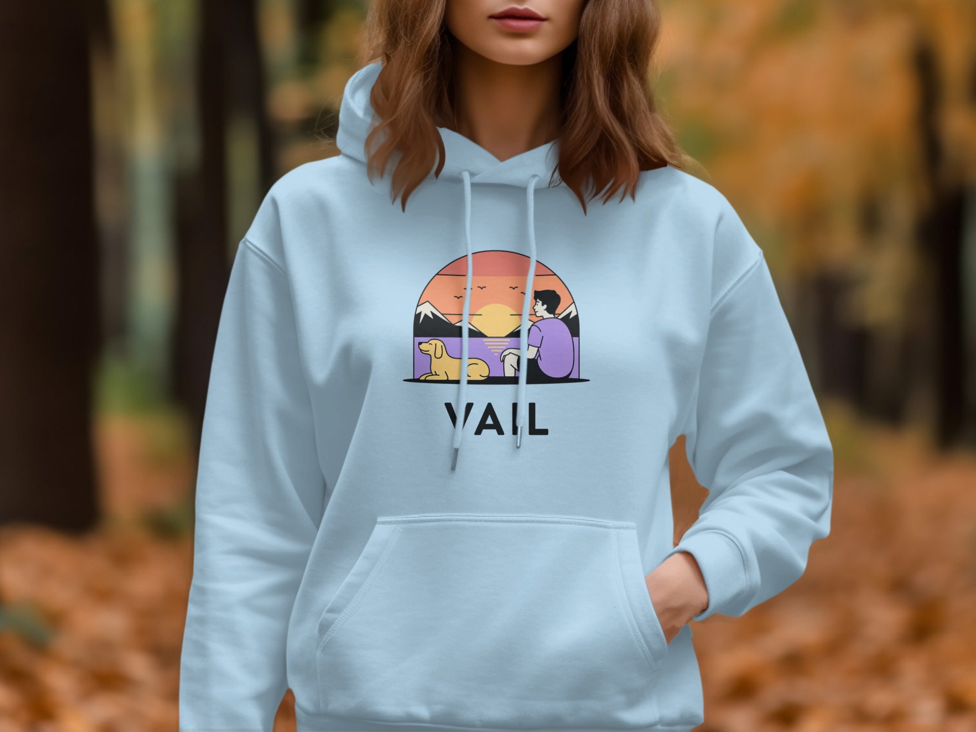 Vail Vintage Sunset Mountain Scene Hoodie product