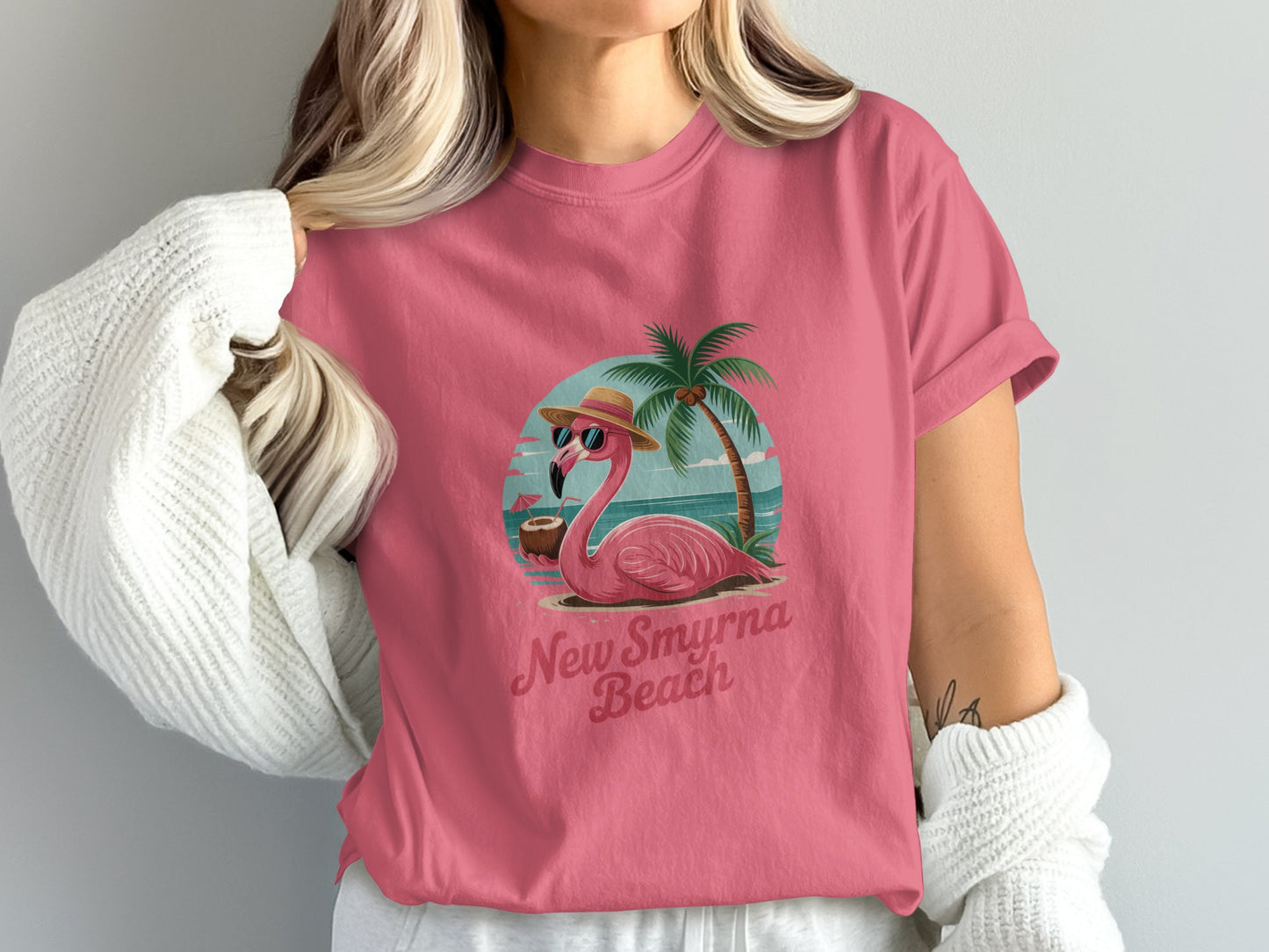 New Smyrna Beach Flamingo Graphic T-shirt product type