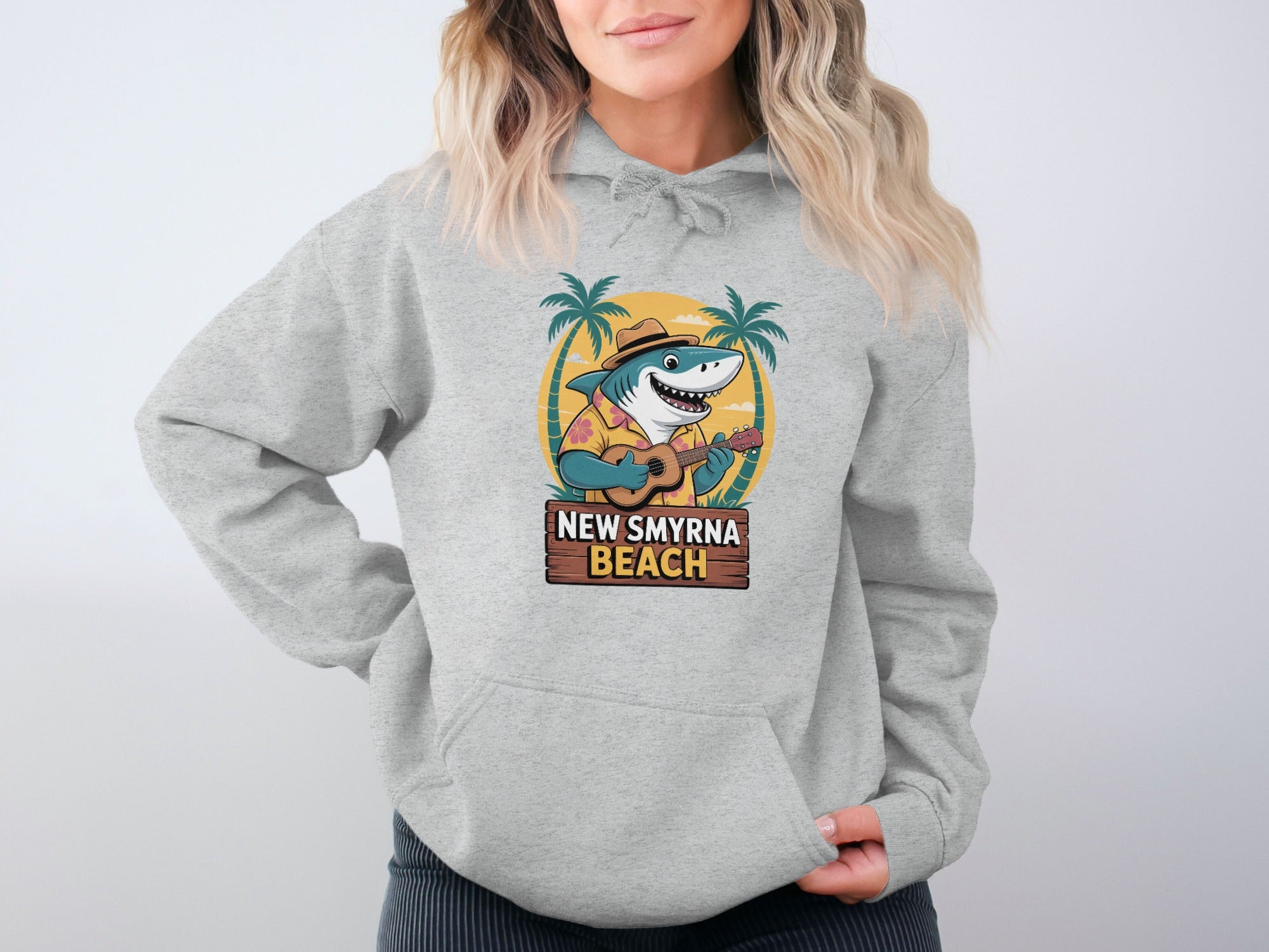 New Smyrna Beach Shark Playing Guitar Hoodie product