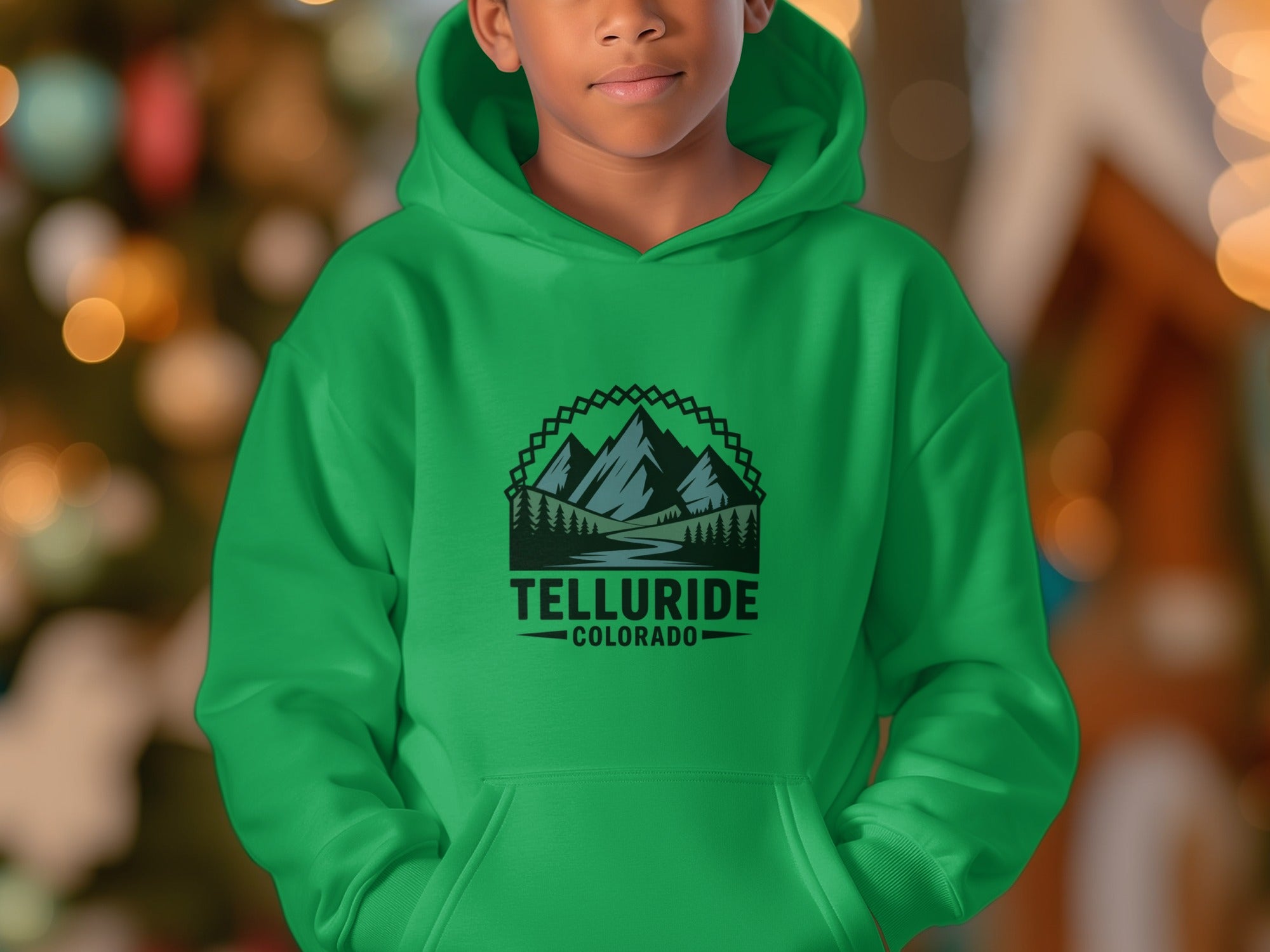 Green Telluride Colorado Hoodie Perfect for Kids