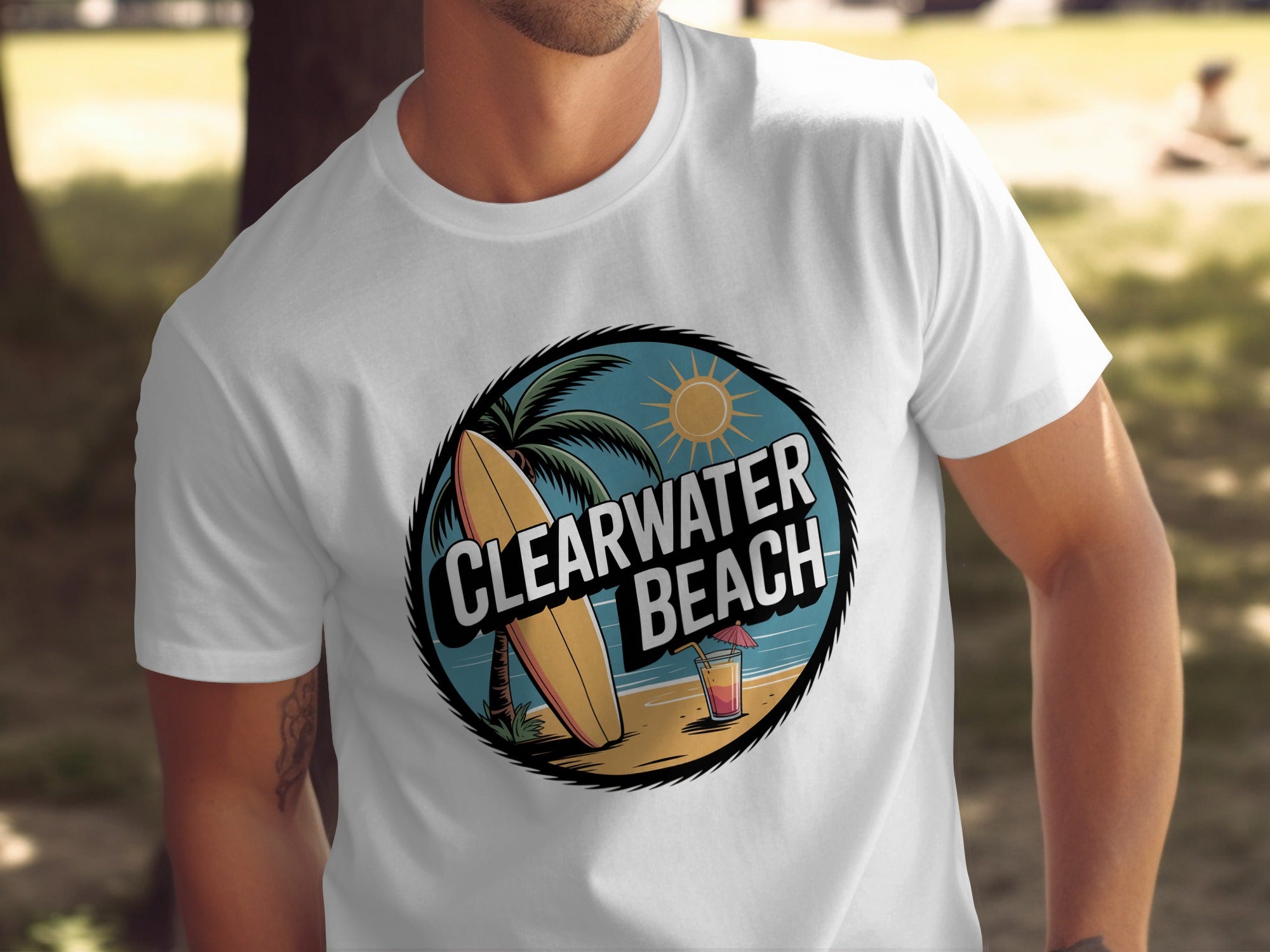 Clearwater Beach Surfboard Summer Graphic Shirt product type