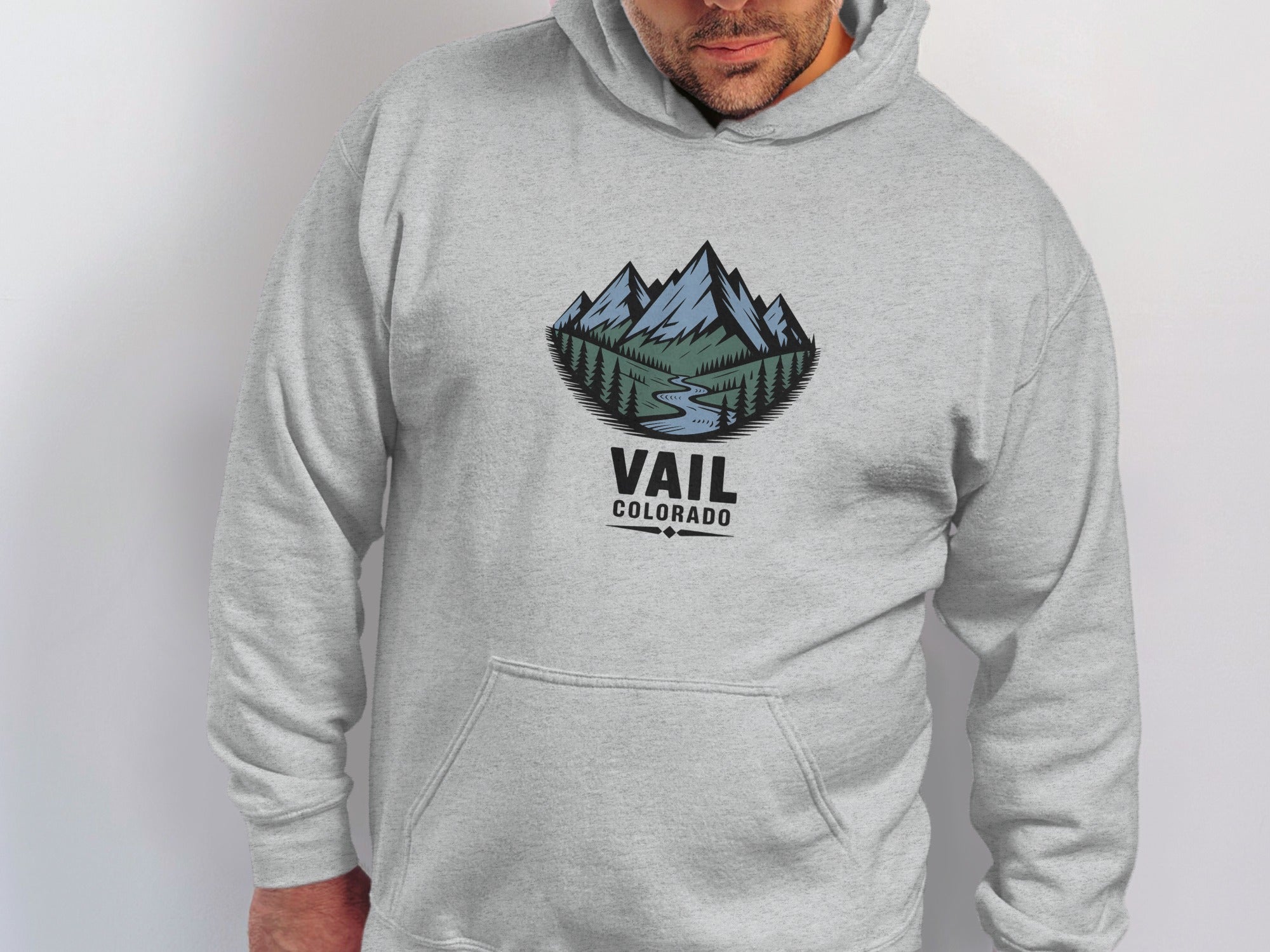 Vail Colorado Graphic Hoodie with Mountain Design product type