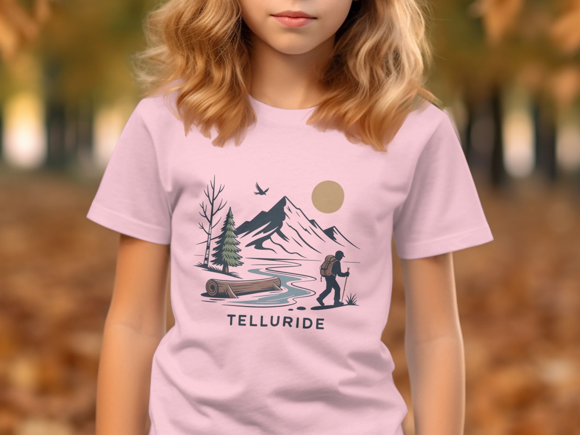 Hiker in Mountains with Telluride Graphic T-Shirt