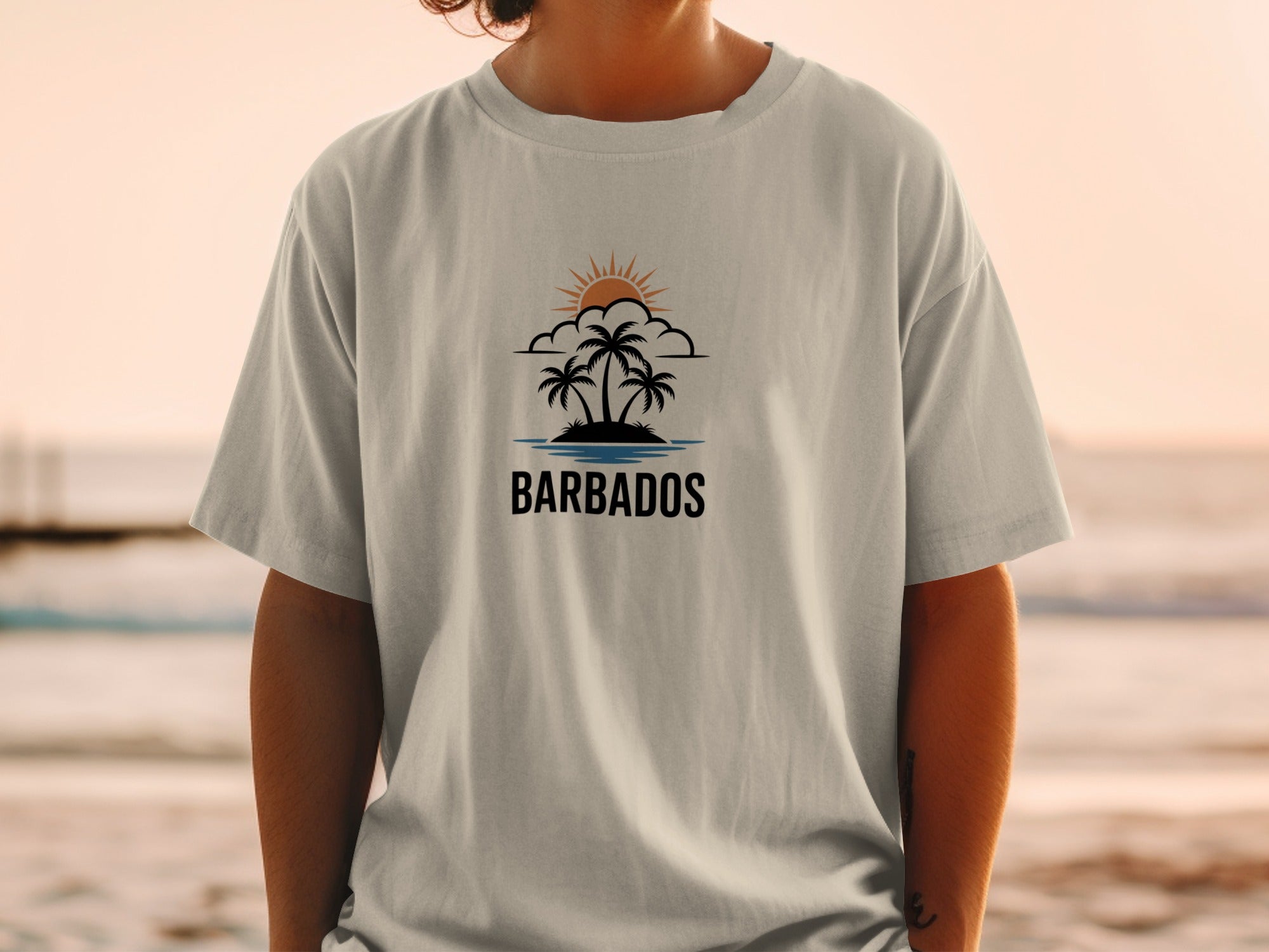 Barbados Palm Trees Sunset Design T-shirt product type