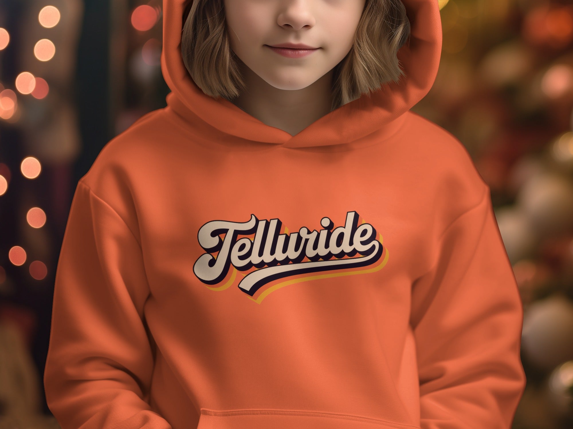 Telluride Script Design Orange Hoodie Product
