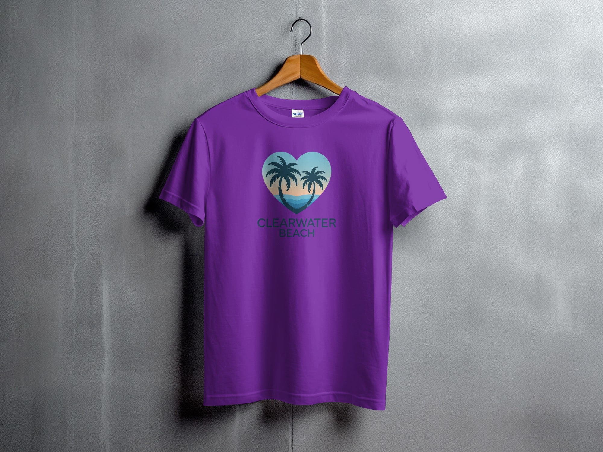 Clearwater Beach Purple Heart Palm Tree T-Shirt product type