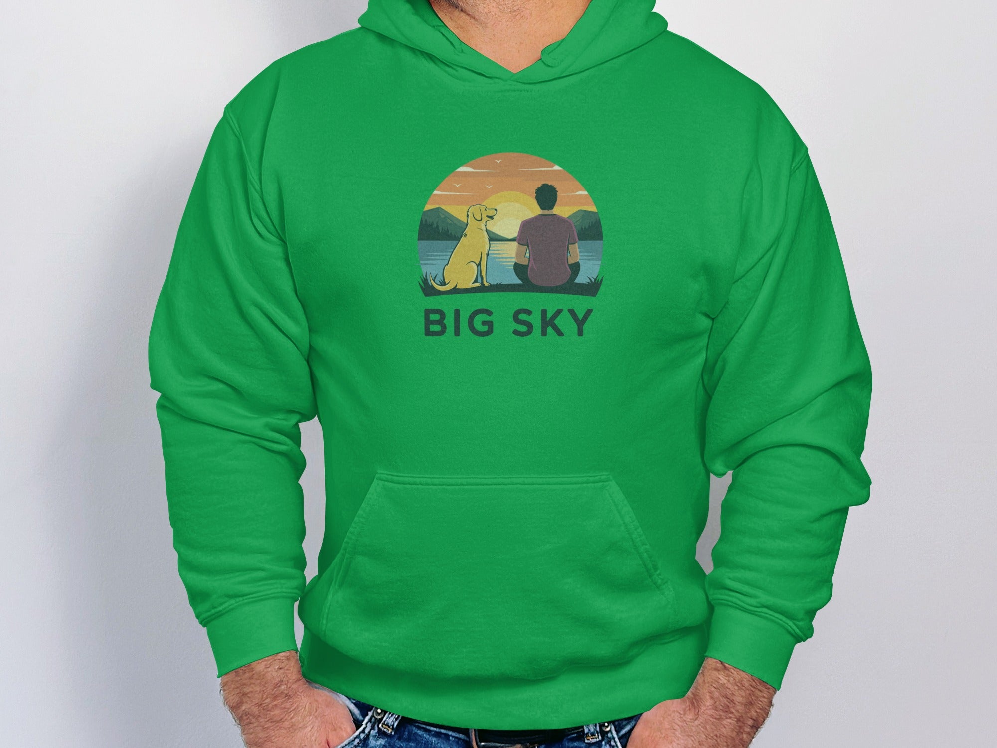 Big Sky Dog and Human Scenic Hoodie Apparel Product