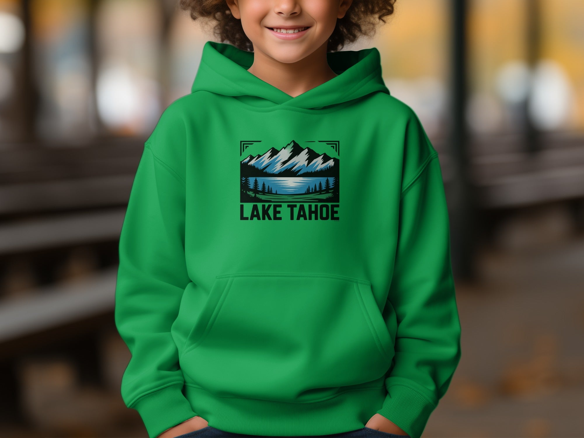 Lake Tahoe Hoodie Featuring Mountain and Lake Design
