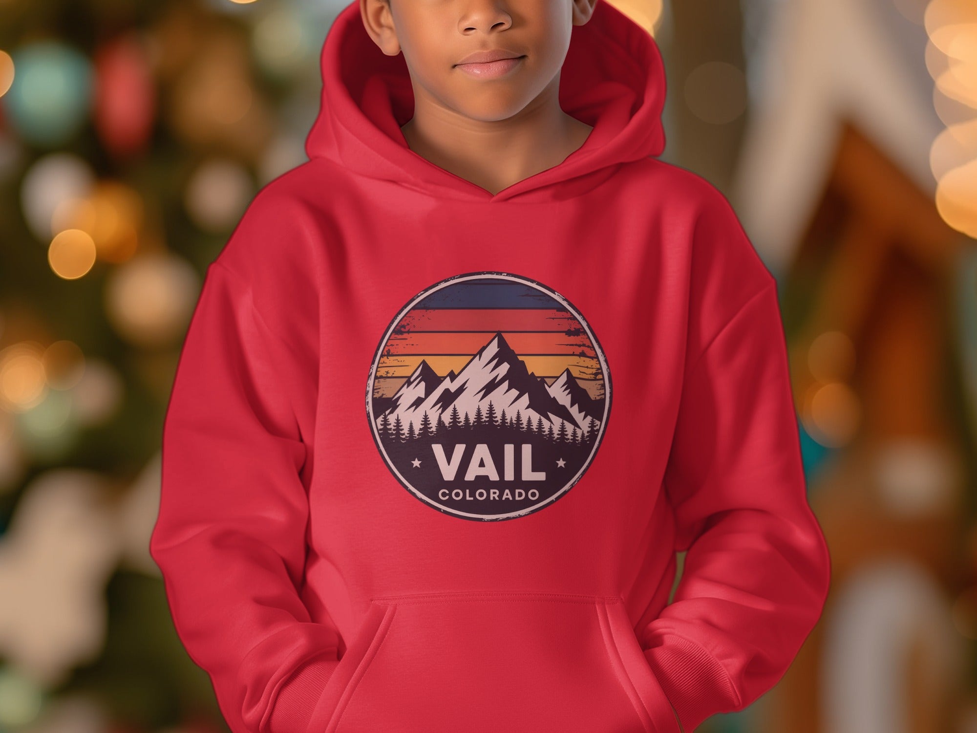 Vail Colorado Mountain Landscape Hoodie for Kids
