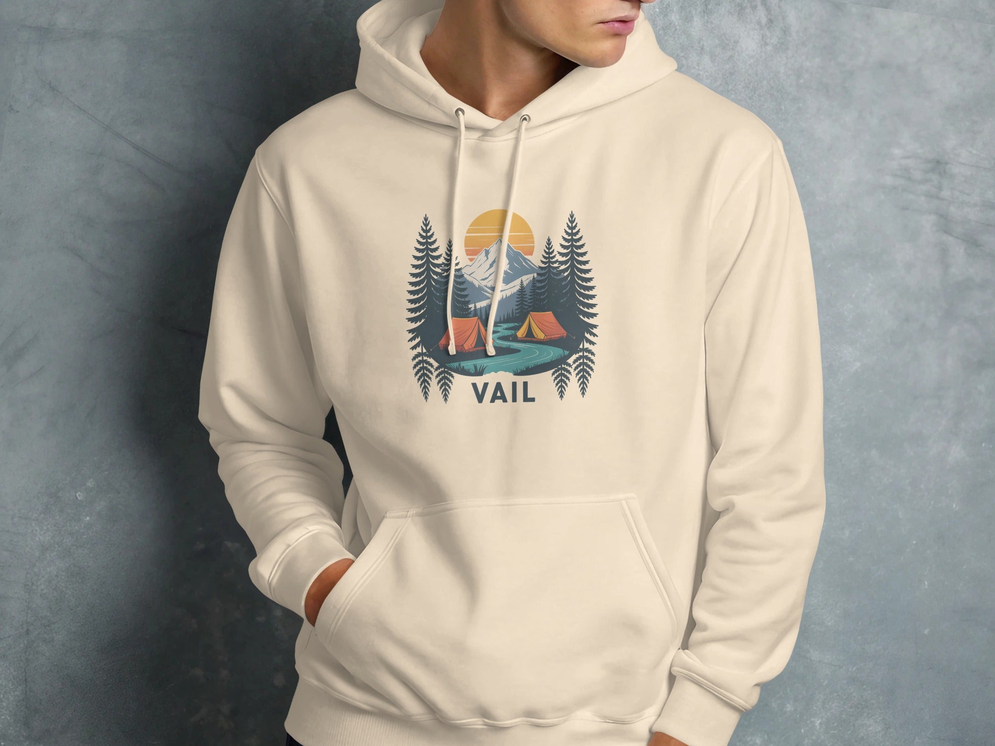 Vail Mountain Camping Scene Graphic Hoodie product