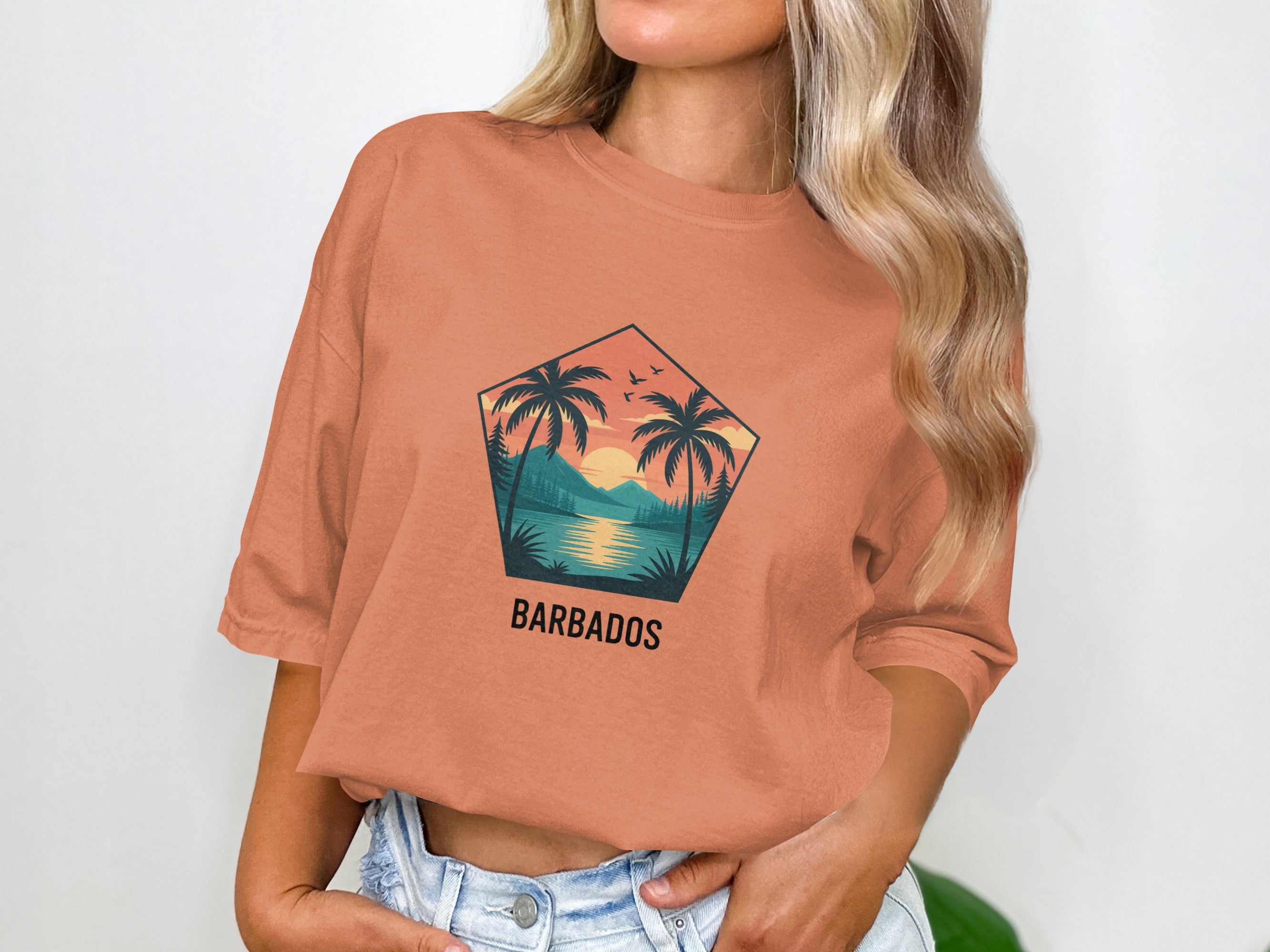 Barbados Sunset Graphic Beach Scene T-Shirt product type