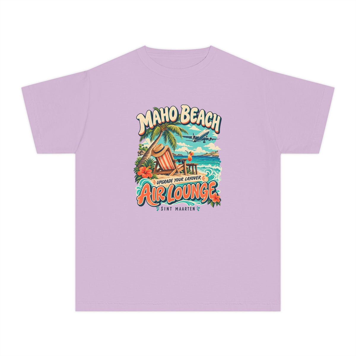 Maho Beach Air Lounge Sint Maarten Comfort Colors 9018 Youth T-Shirt