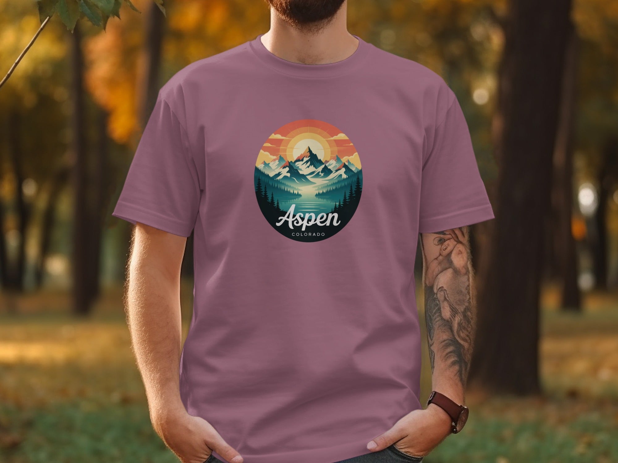 Beautiful Aspen Colorado Mountain Mens T-Shirts