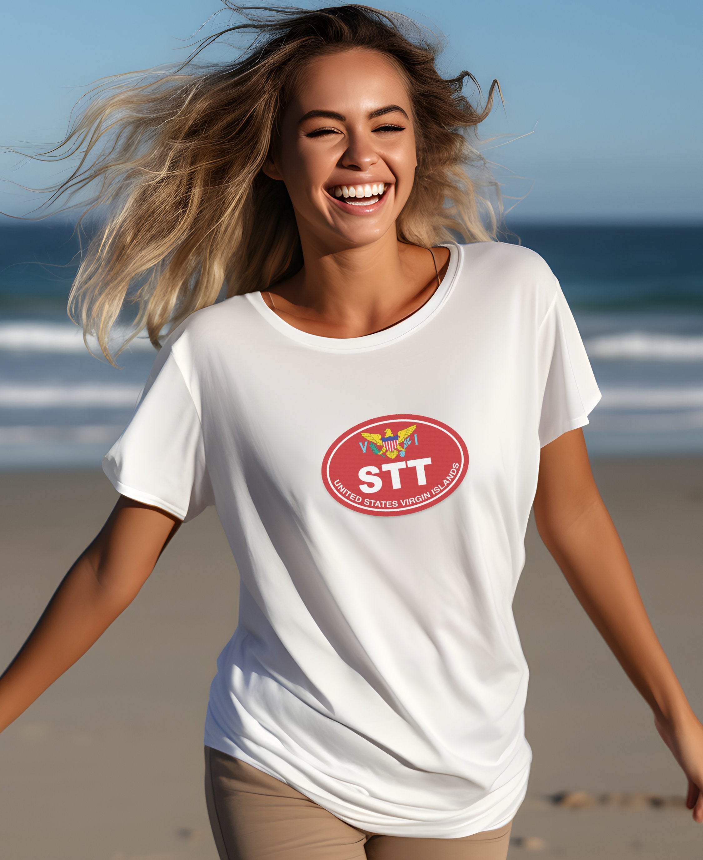 St Thomas harbor, Magen’s Bay, Carnival womens t-shirt