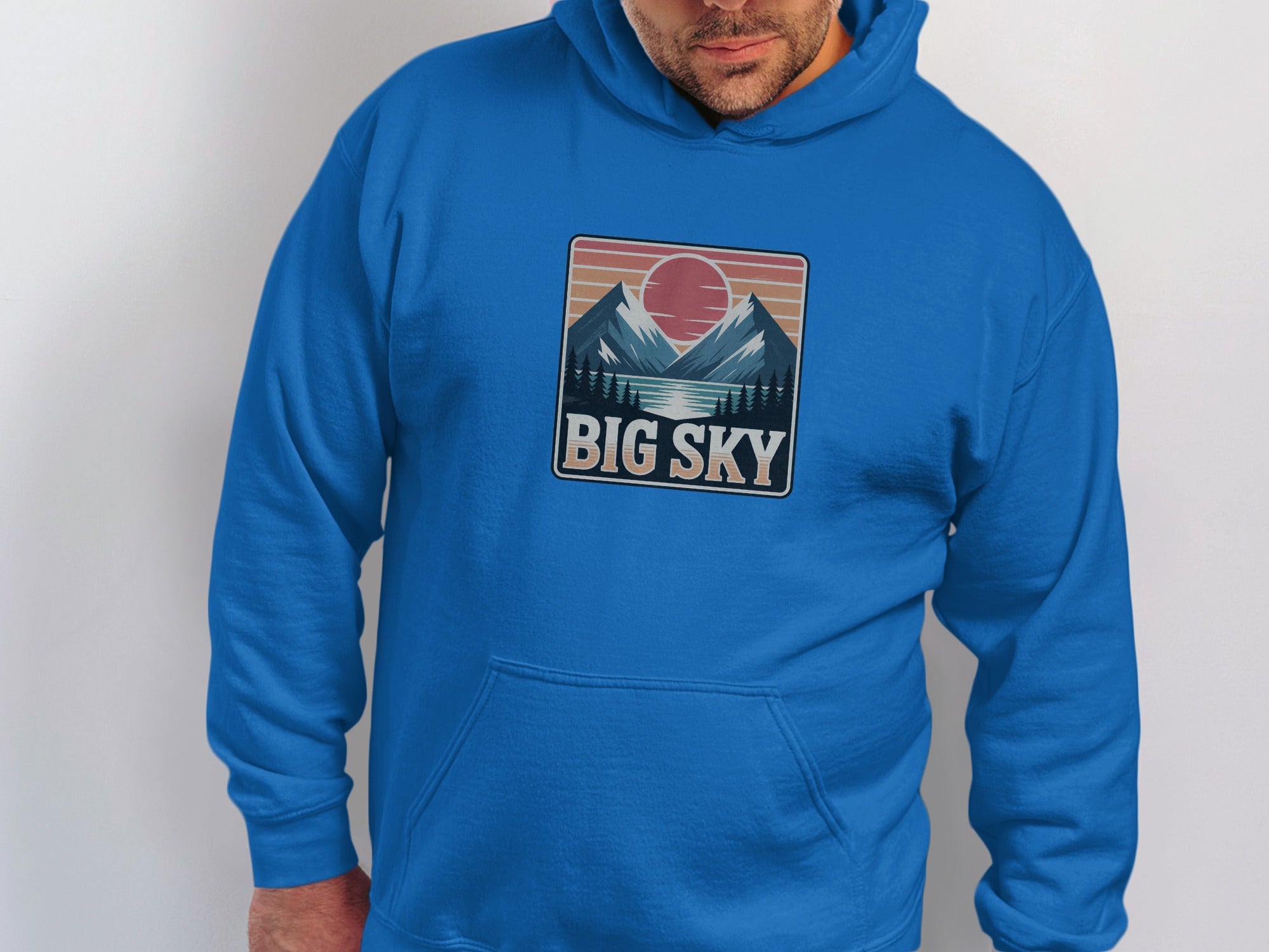 Big Sky Graphic Hoodie with Mountain Sunset Badge