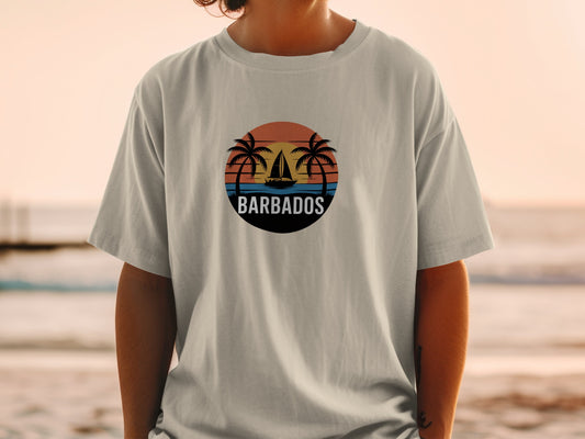 Barbados Sunset Beach Sailboat Graphic T-Shirt product
