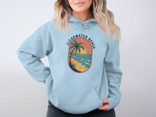 Clearwater Beach Hoodie with Tropical Sunset design product