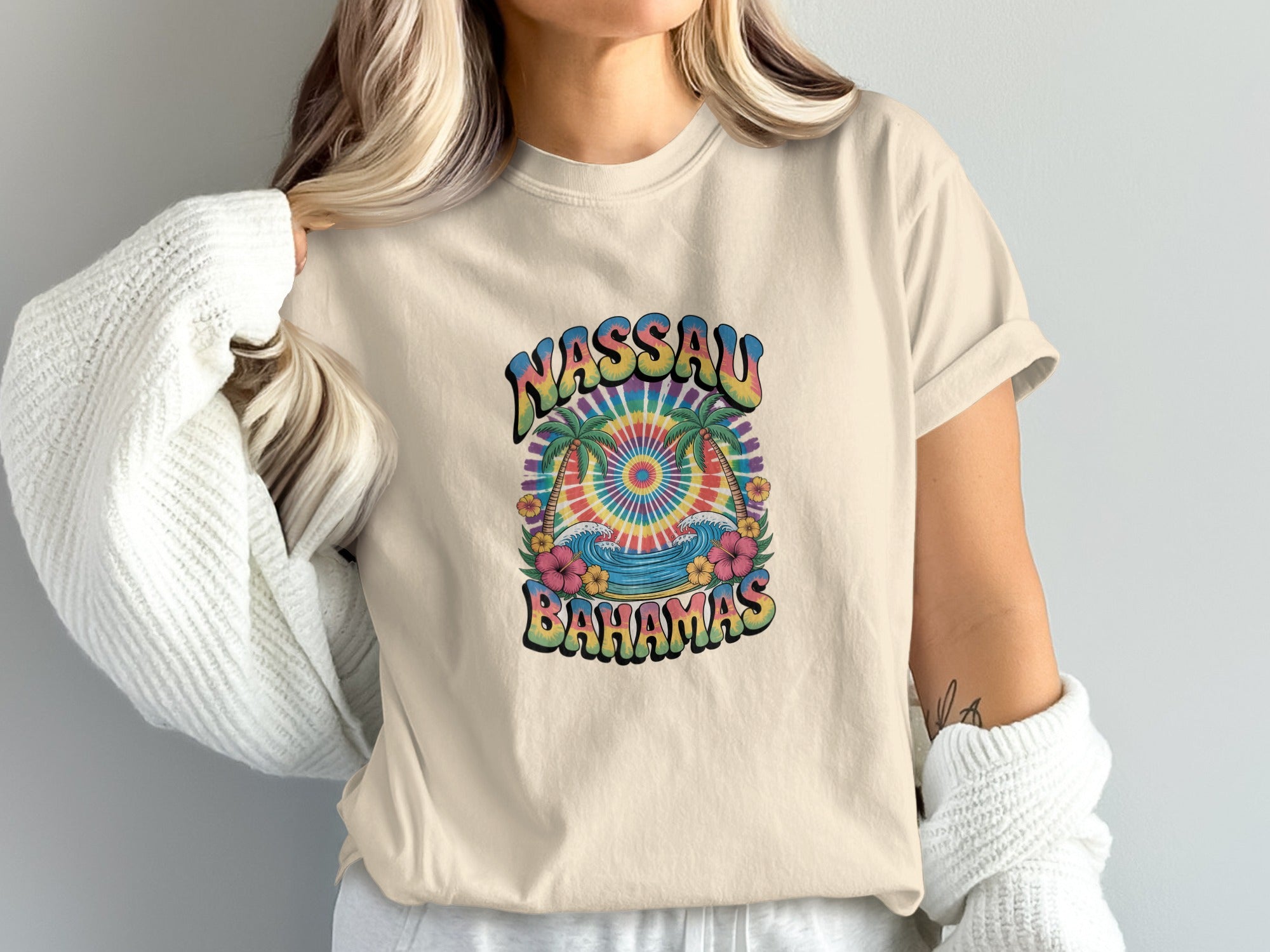 Nassau Bahamas Flower and Spiral Graphic design product type