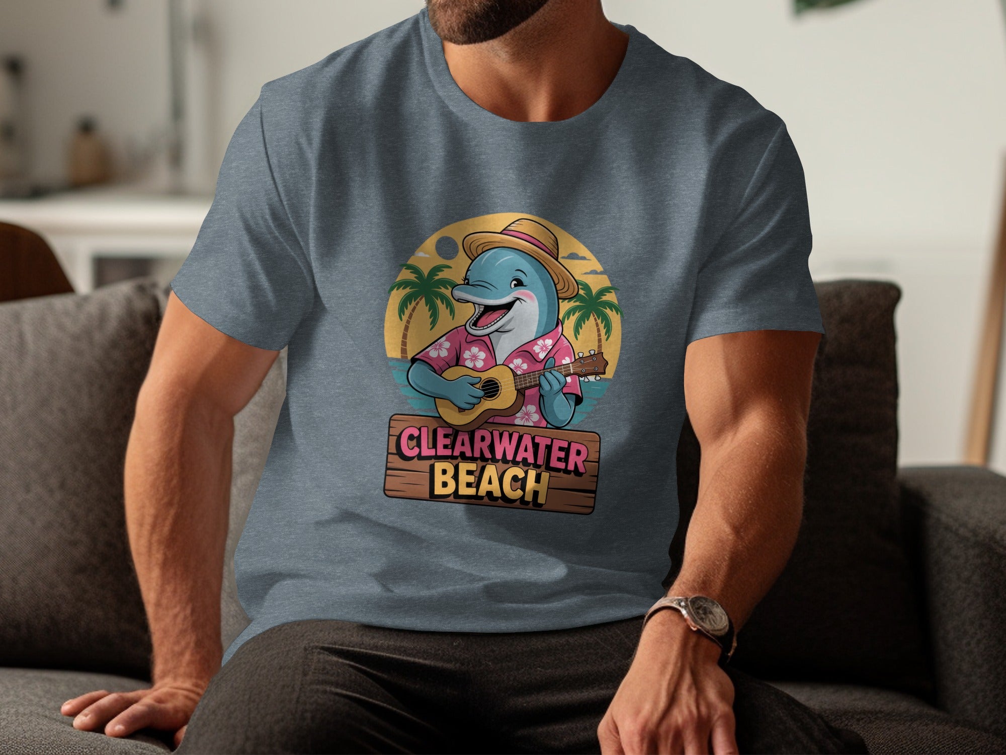 Clearwater Beach Dolphin Music Graphic Shirt product