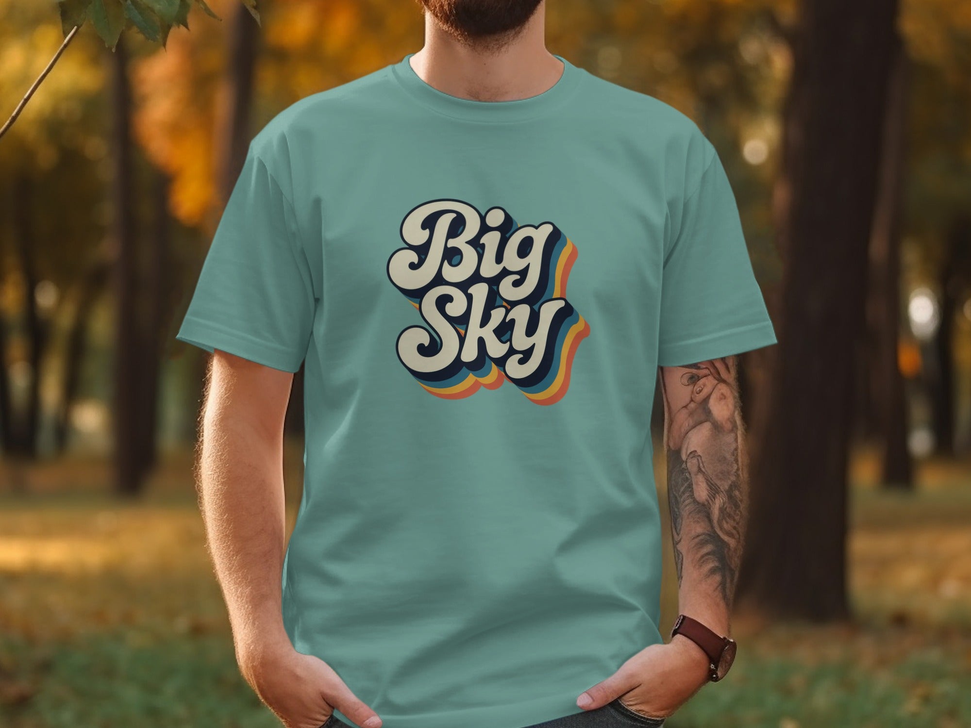 Vintage Big Sky Design Retro Themed T-shirt