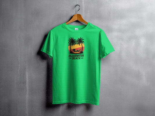 Clearwater Beach T-shirt with Sunset and Palm Trees product type