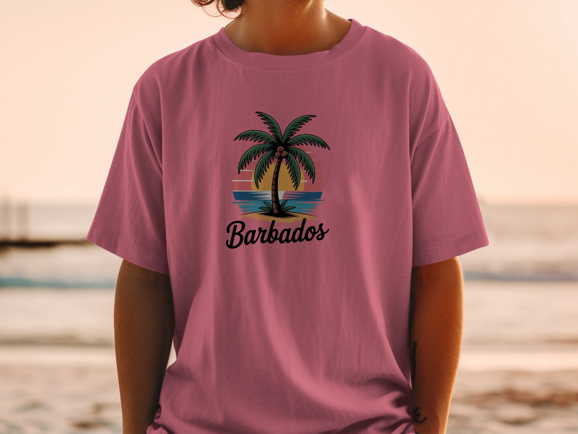 Barbados Palm Tree Sunset Printed T-shirt product type