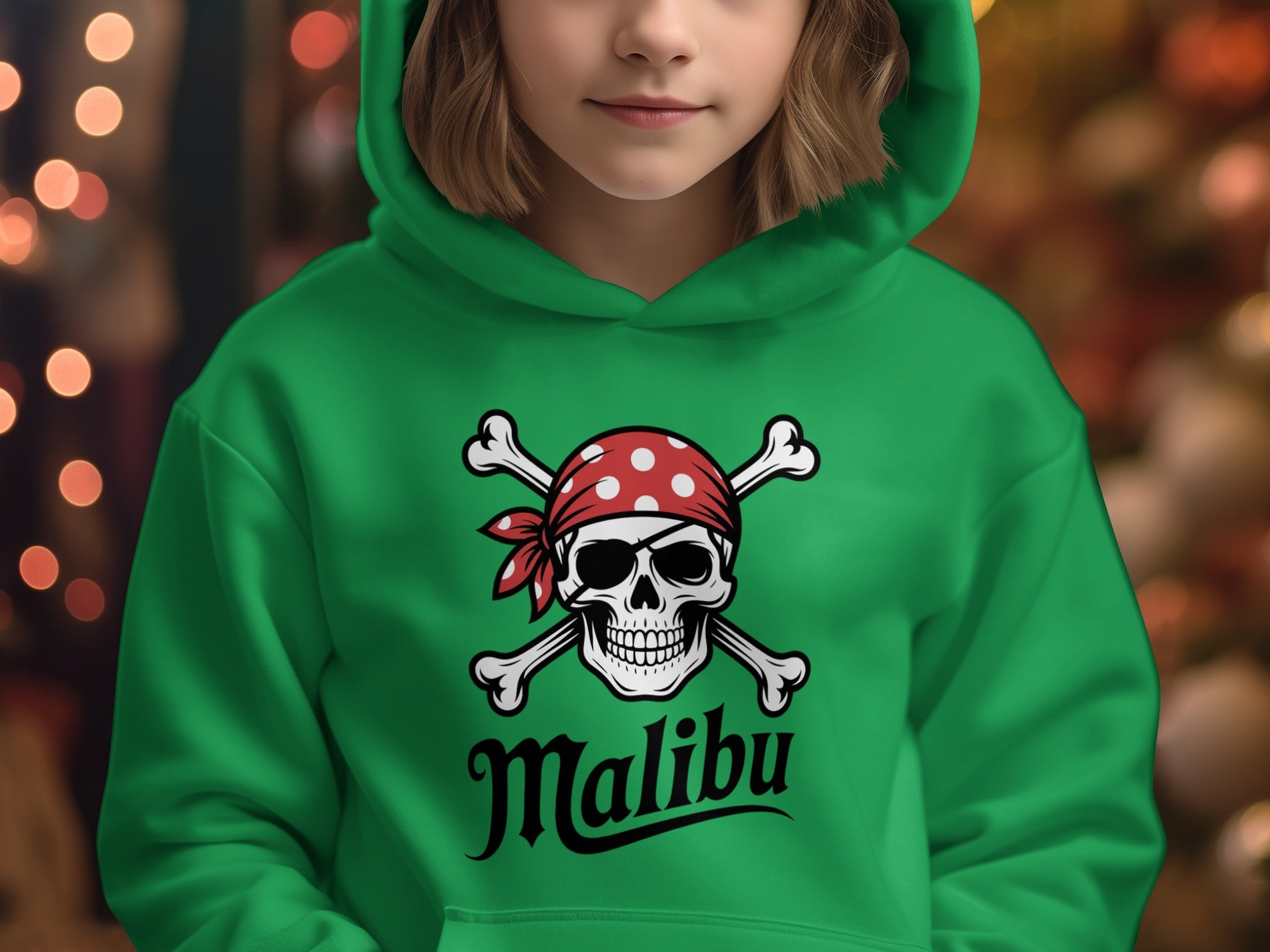 Malibu Pirate Skull Design Green Hoodie product