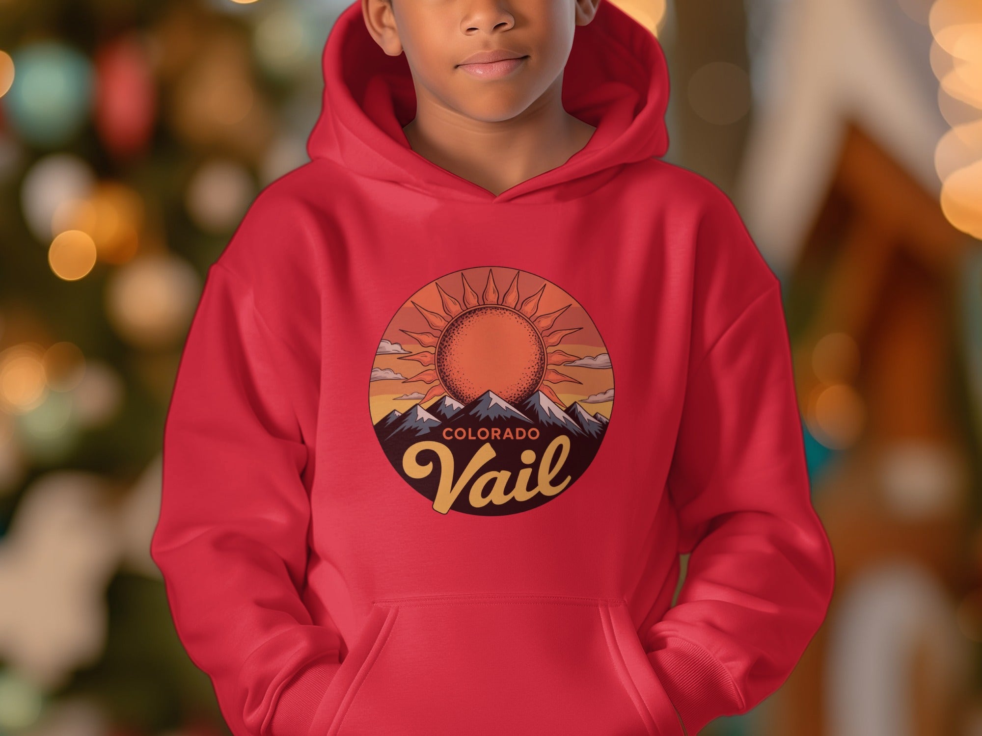 Colorado Vail Red Hoodie with Mountain Sunset product