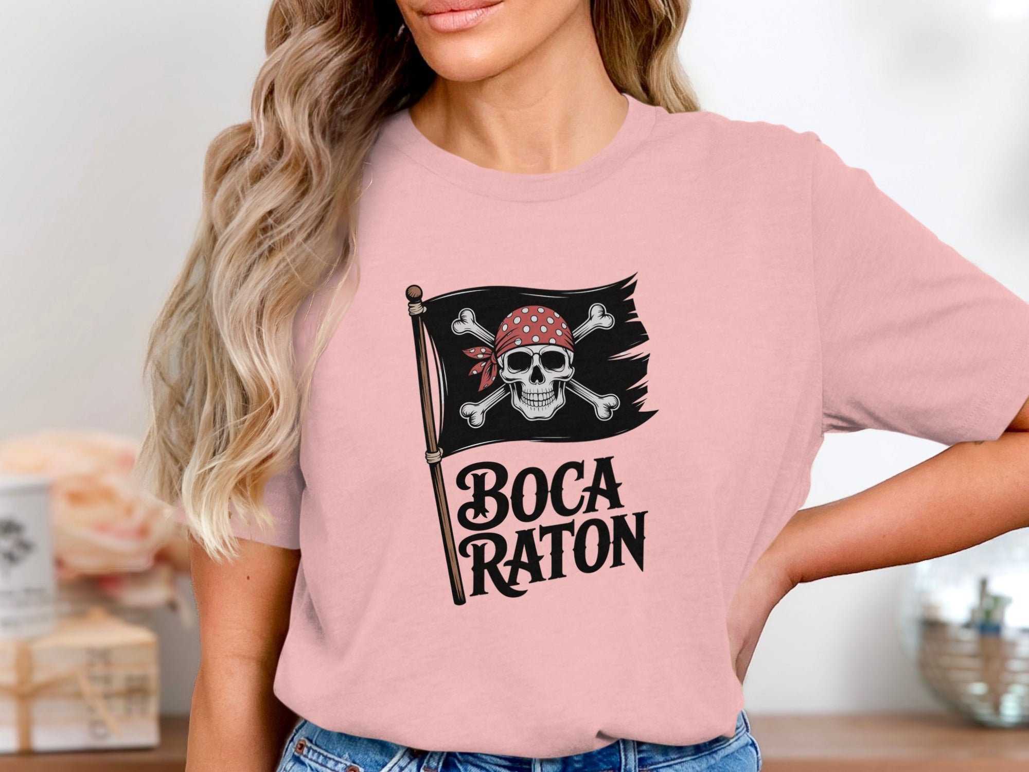 Boca Raton Pirate Skull Graphic Printed Shirt product type