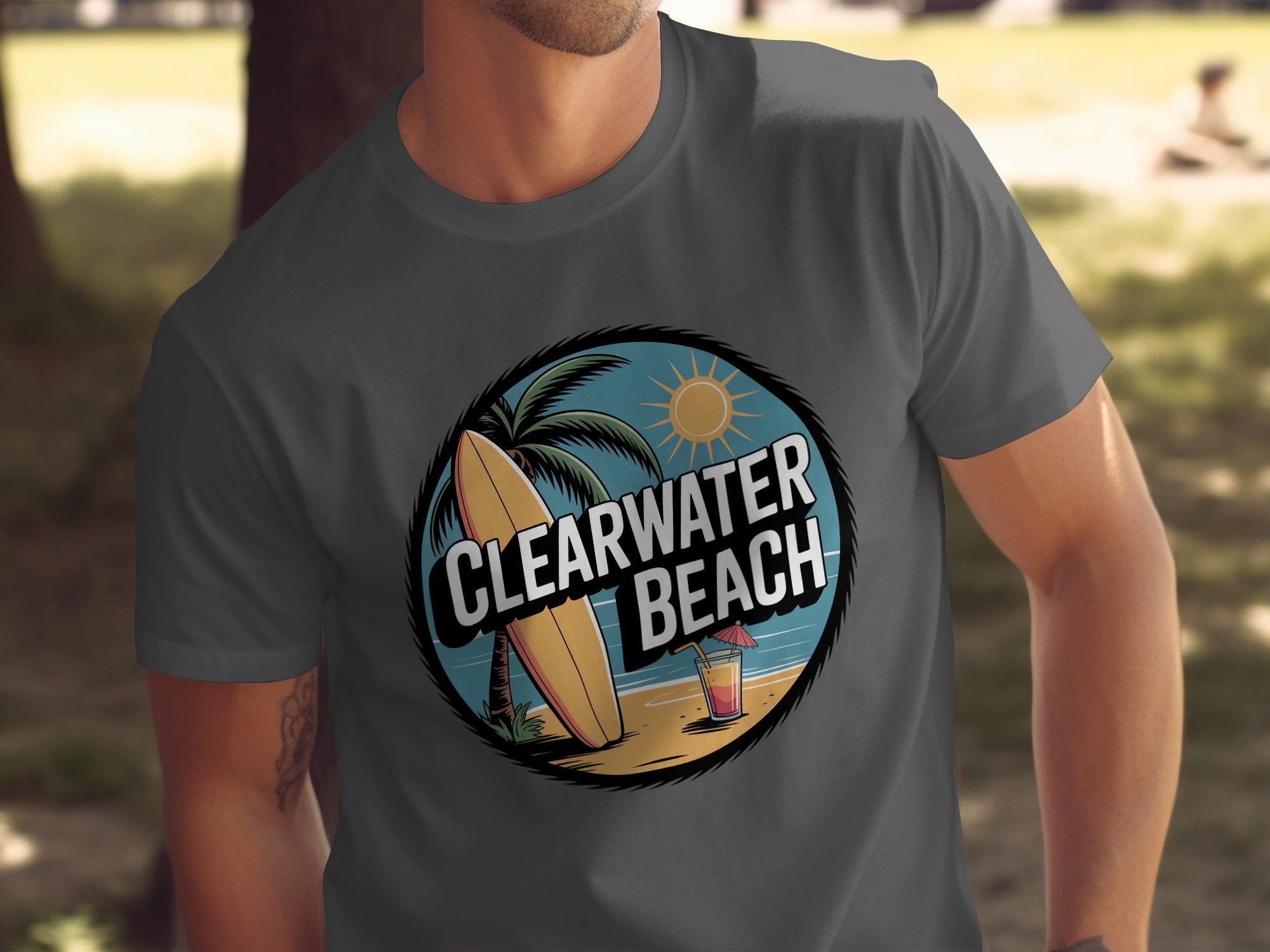 Clearwater Beach Surfboard and Palm Tree T-Shirt product