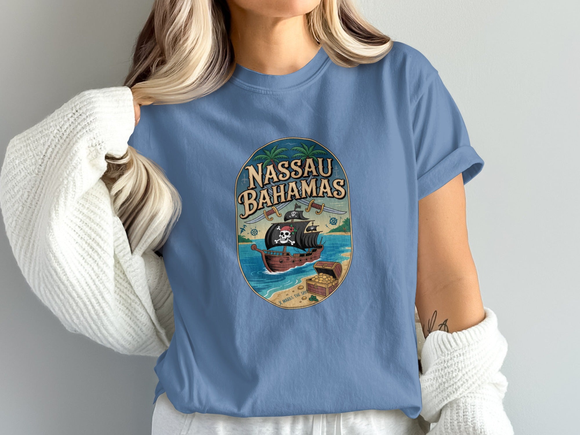 Nassau Bahamas Pirate Ship Graphic Tee Shirt product type