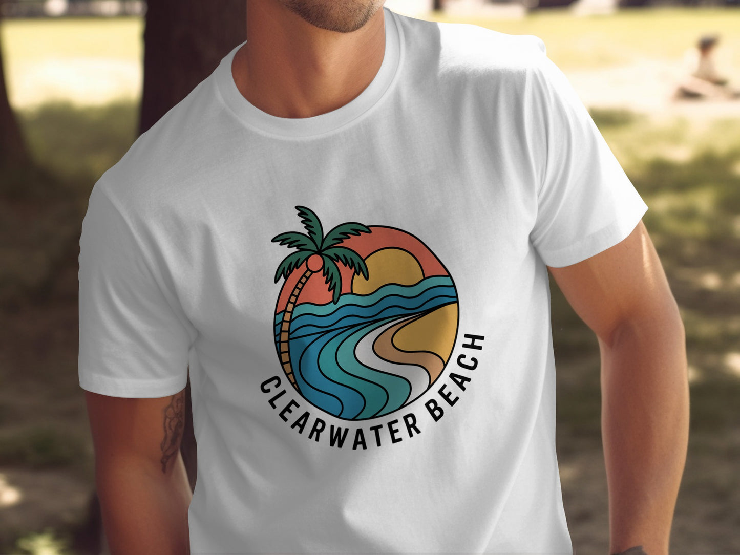 Clearwater Beach Sunset Palm Logo Tee product type