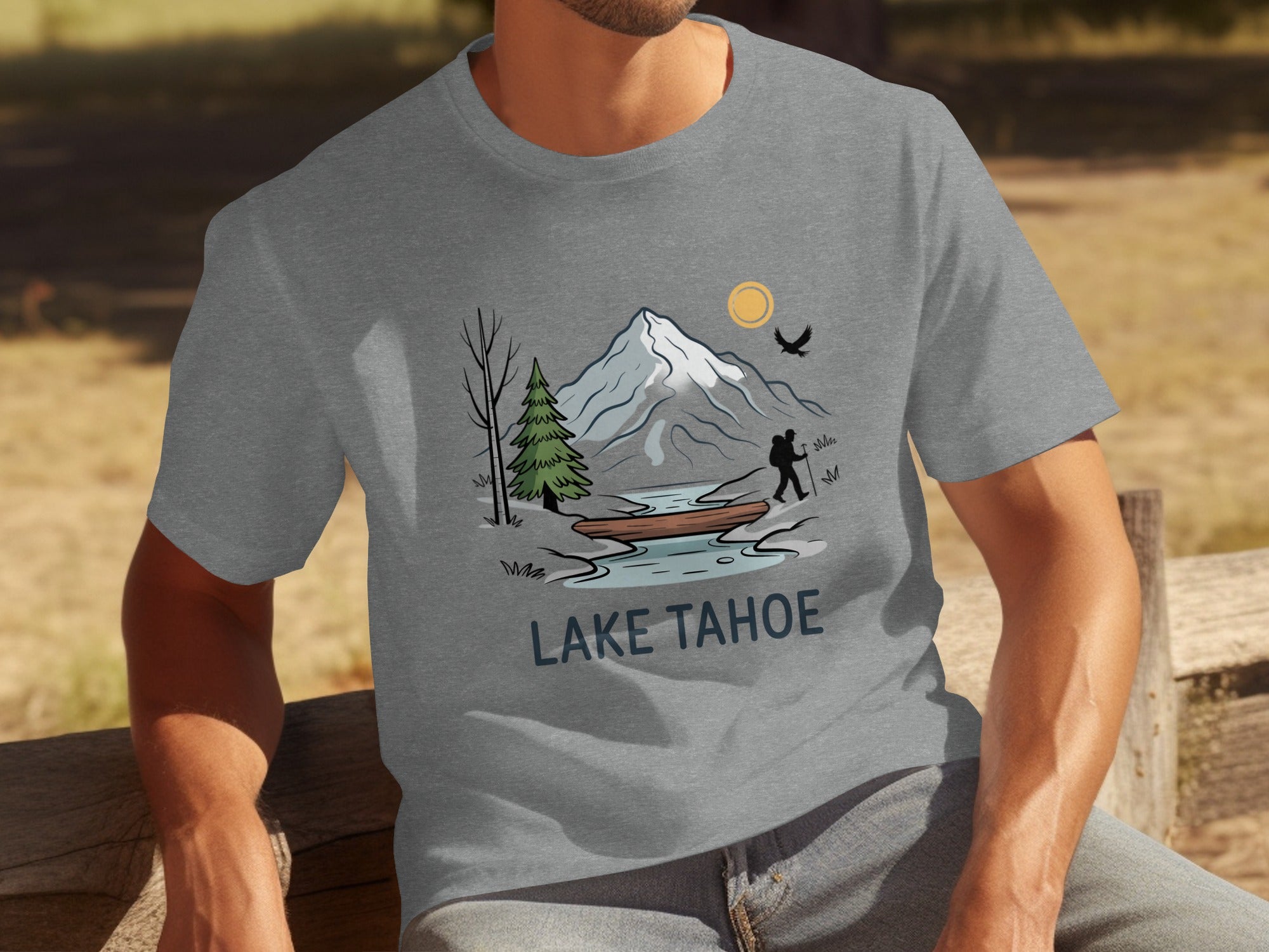Scenic Lake Tahoe Mountain Print T-shirt product
