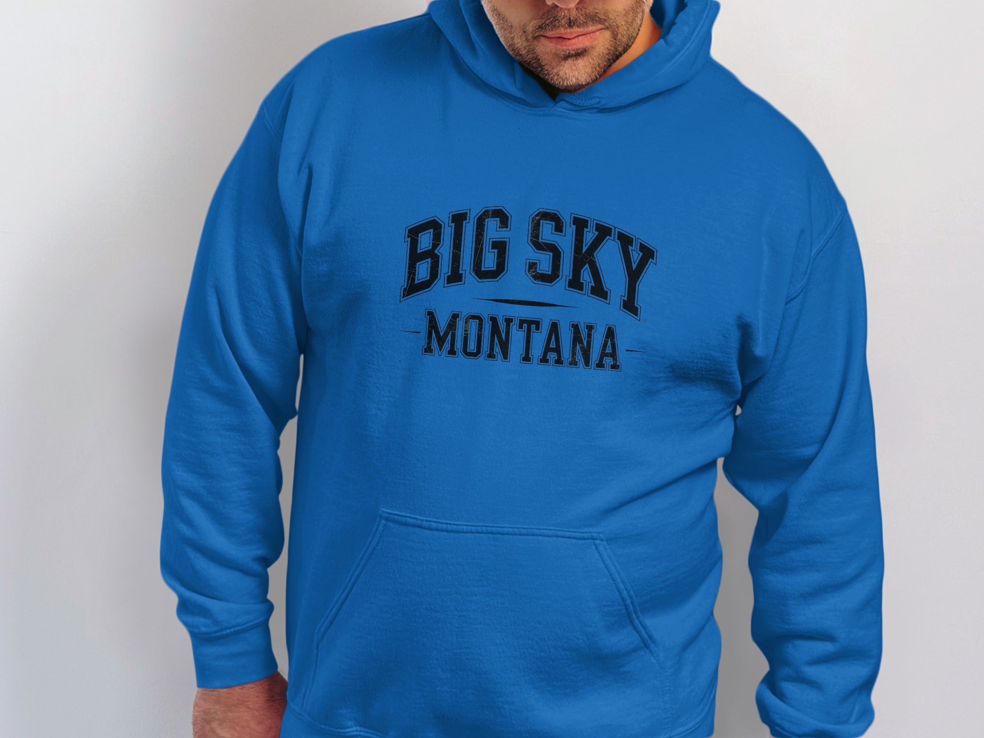 Big Sky Montana Printed Blue Hoodie Sweatshirt