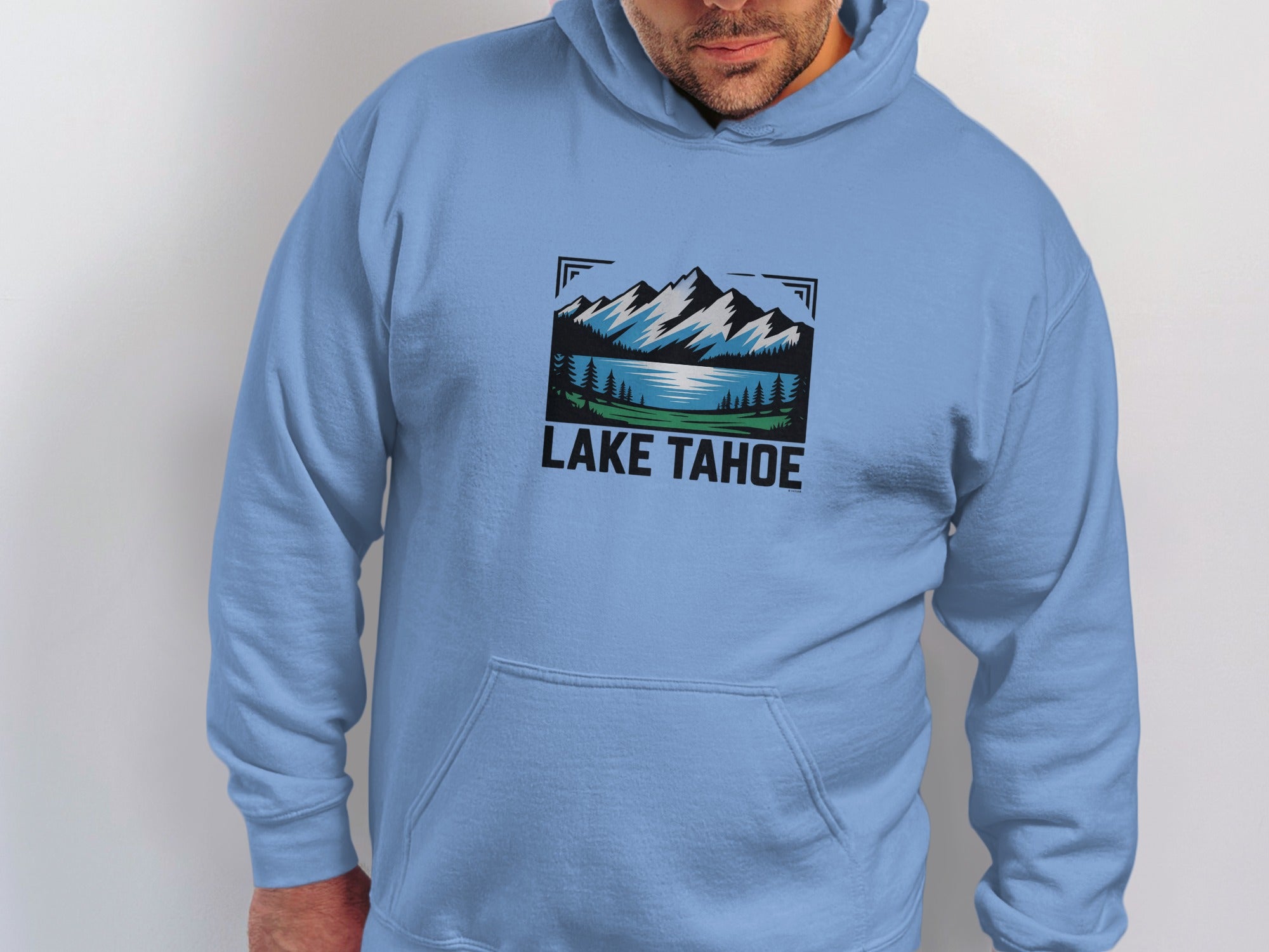 Lake Tahoe Mountain Graphic Blue Hoodie