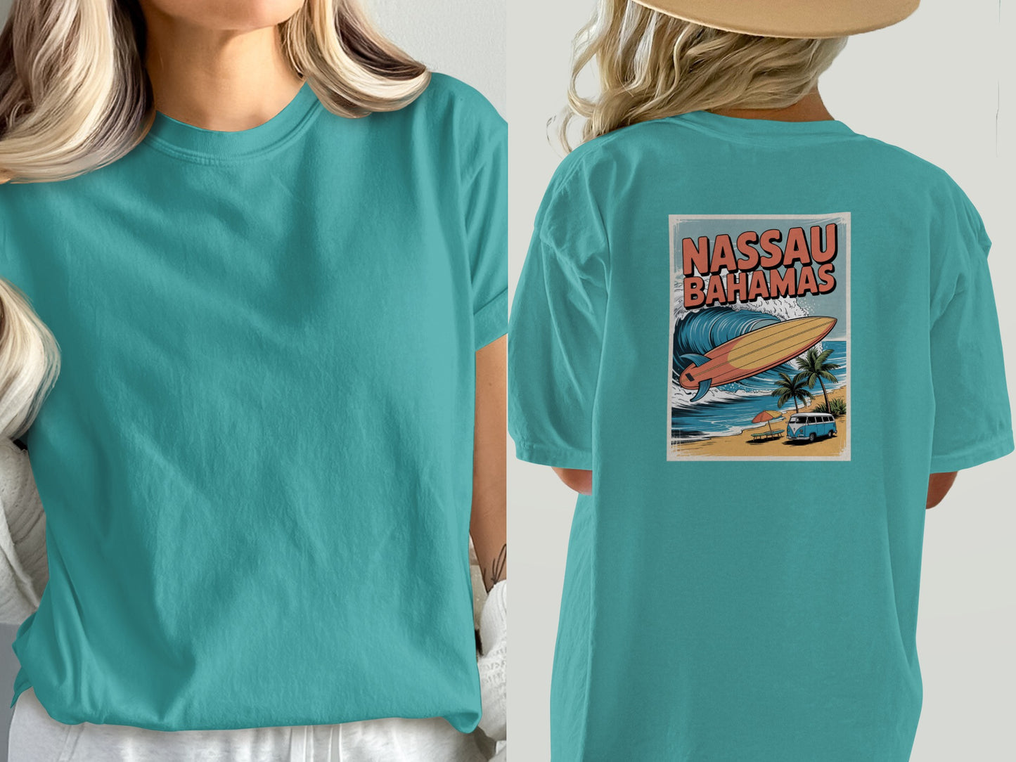 Nassau Bahamas Surfing Print Graphic T-shirt product type
