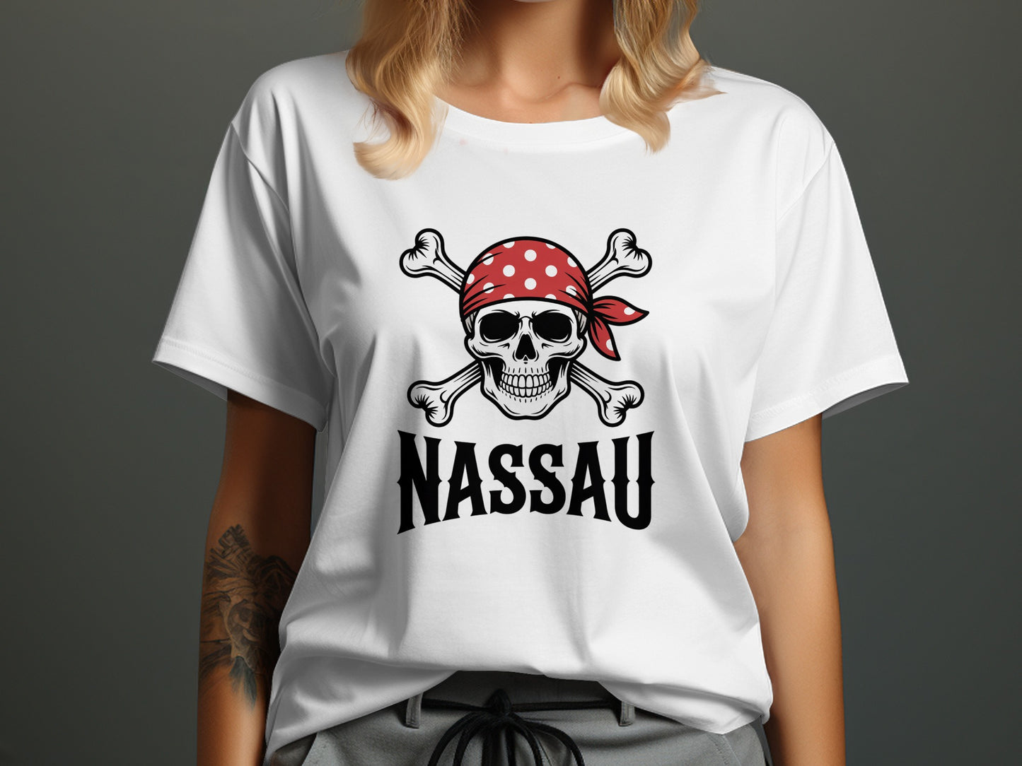 Nassau Pirate Skull and Crossbones Graphic T-Shirt product