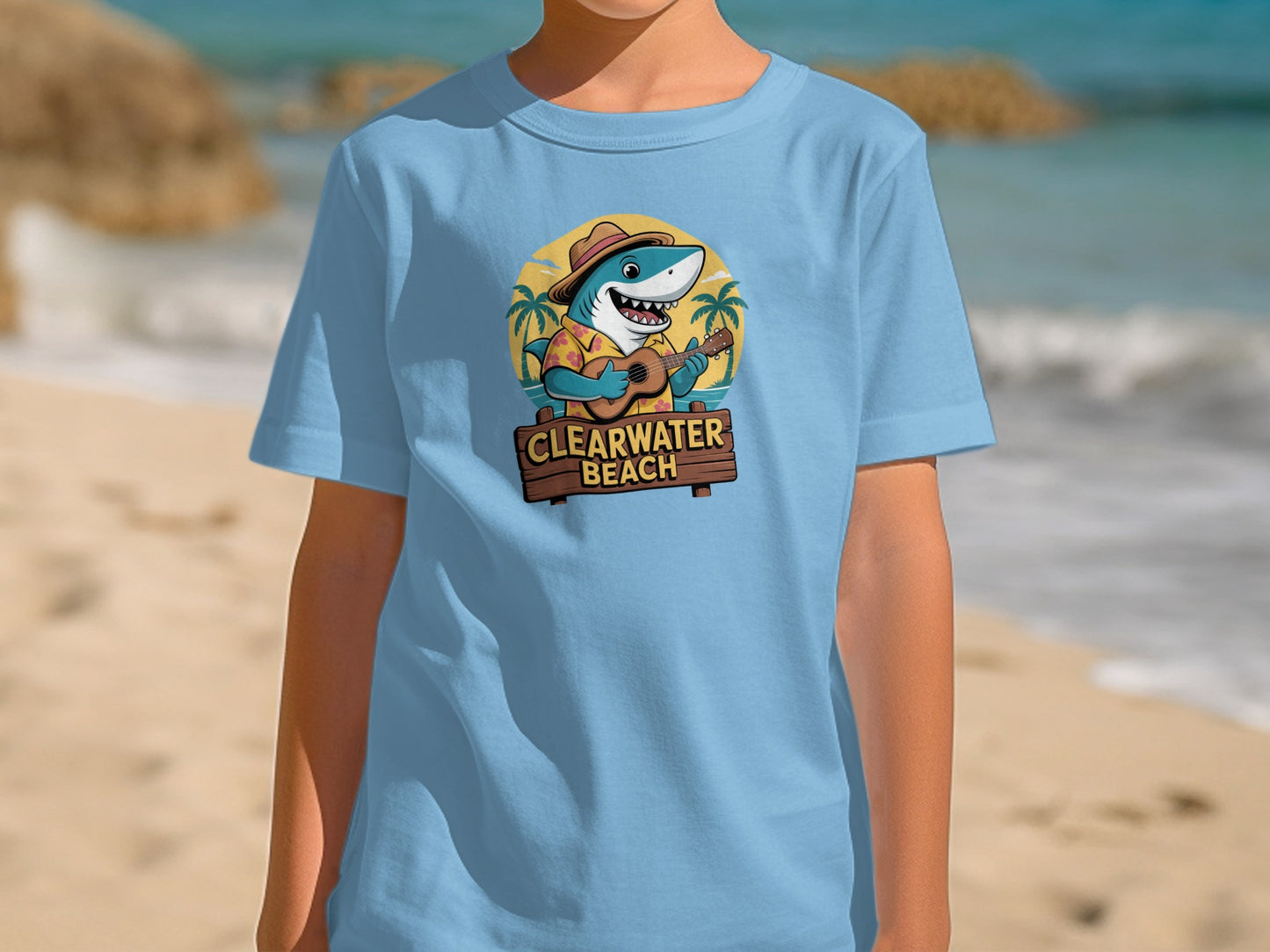 Clearwater Beach Shark Guitar Art T-Shirt product